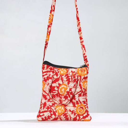 Multicolor - Hand Batik Printed Quilted Cotton Sling Bag 30