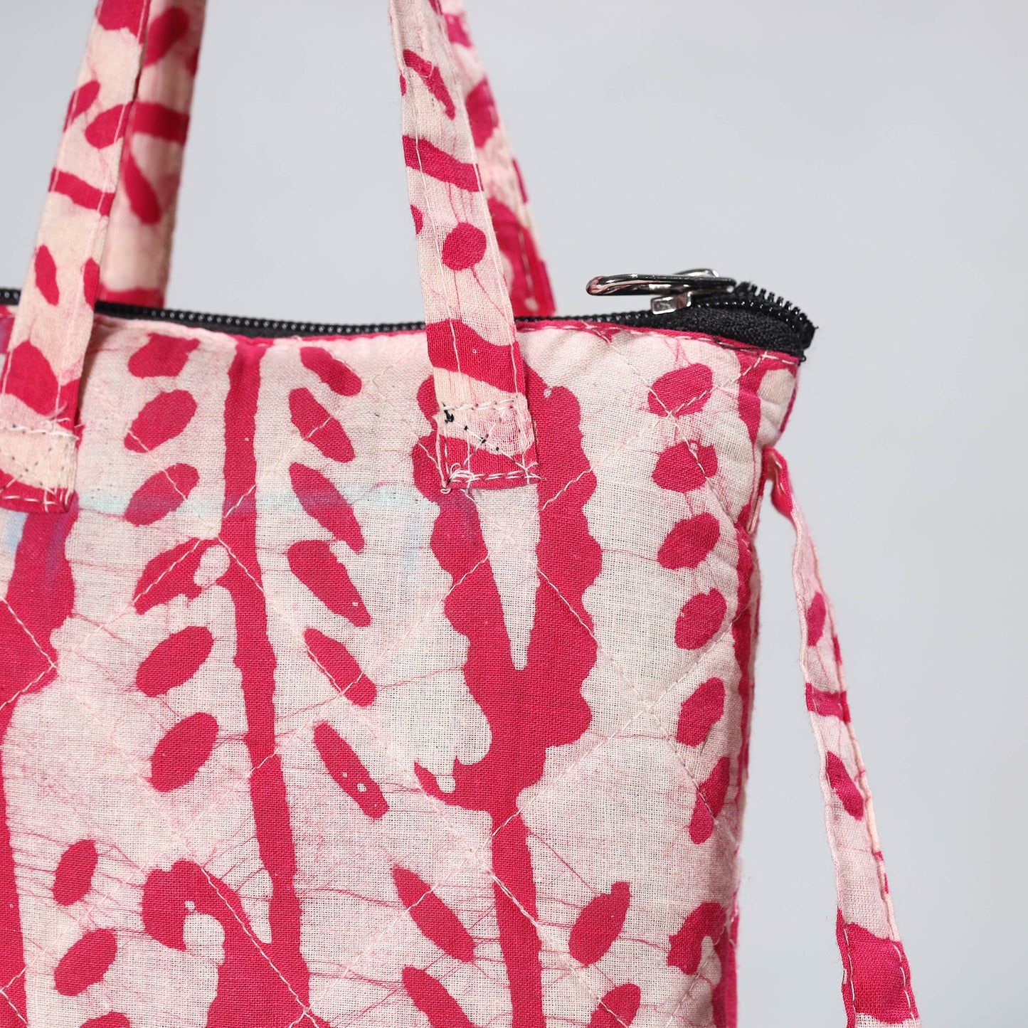 Pink - Hand Batik Printed Quilted Cotton Sling Bag 32