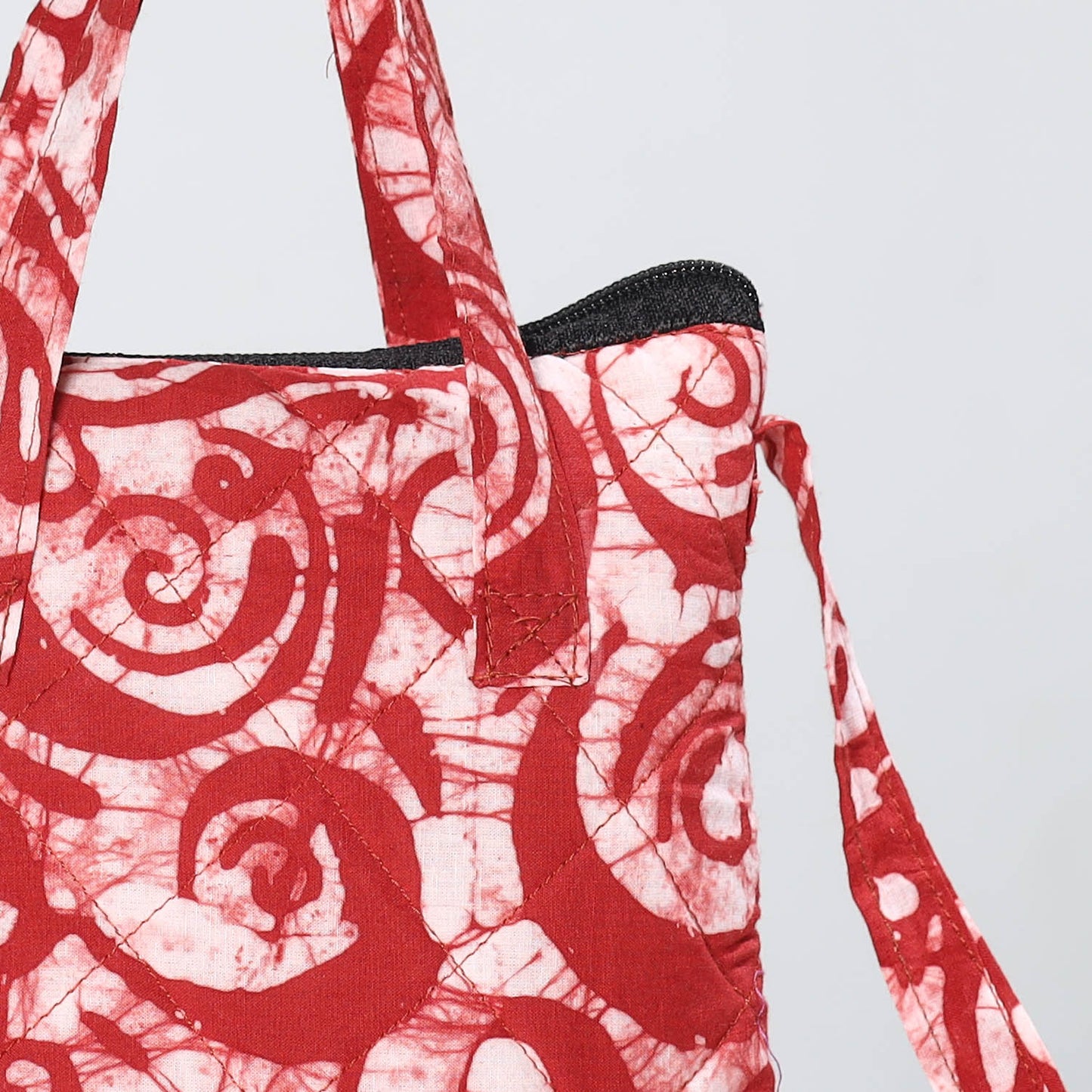 Red - Hand Batik Printed Quilted Cotton Sling Bag 34