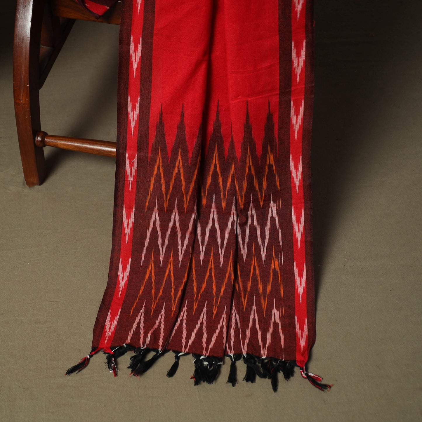Maroon - Pochampally Ikat Weave 3pc Cotton Unstitched Dress Material Suit Set 75