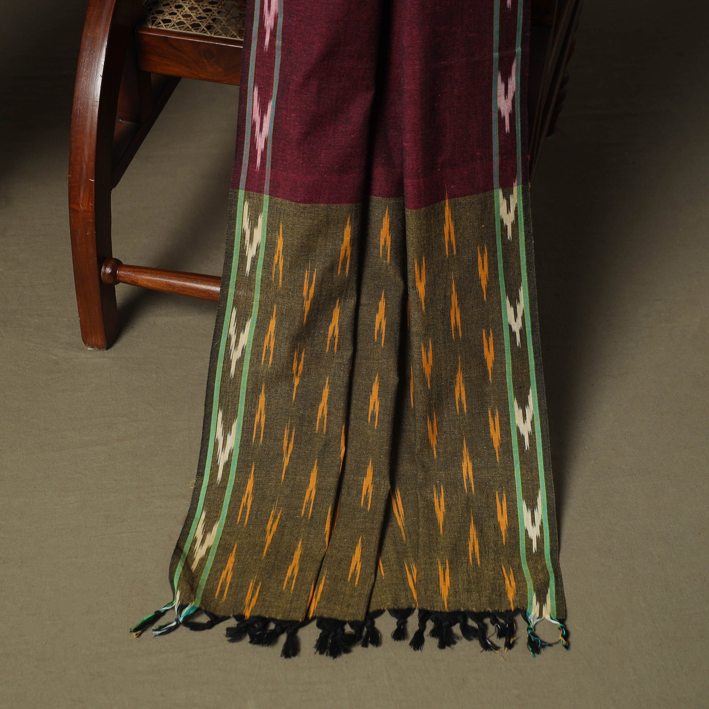 Green - Pochampally Ikat Weave 3pc Cotton Unstitched Dress Material Suit Set 77