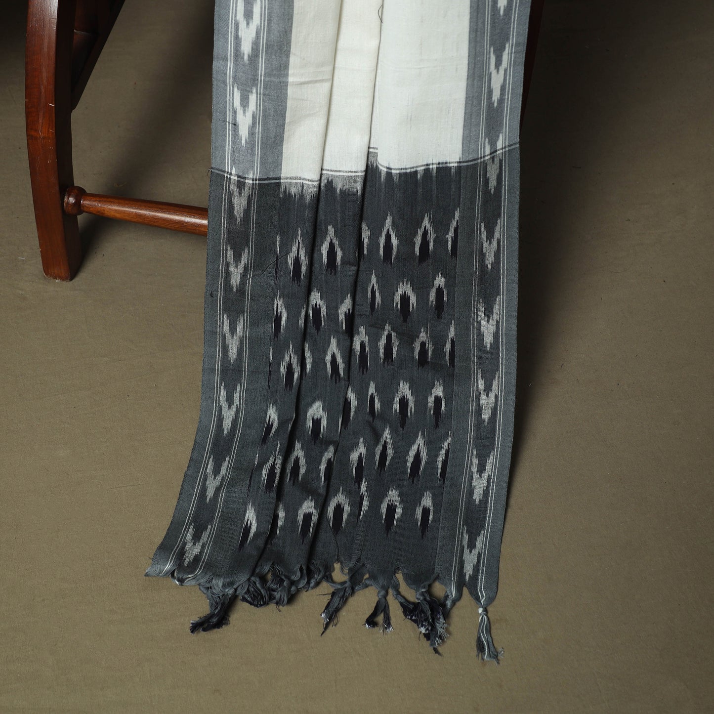 Grey - Pochampally Ikat Weave 3pc Cotton Unstitched Dress Material Suit Set 79