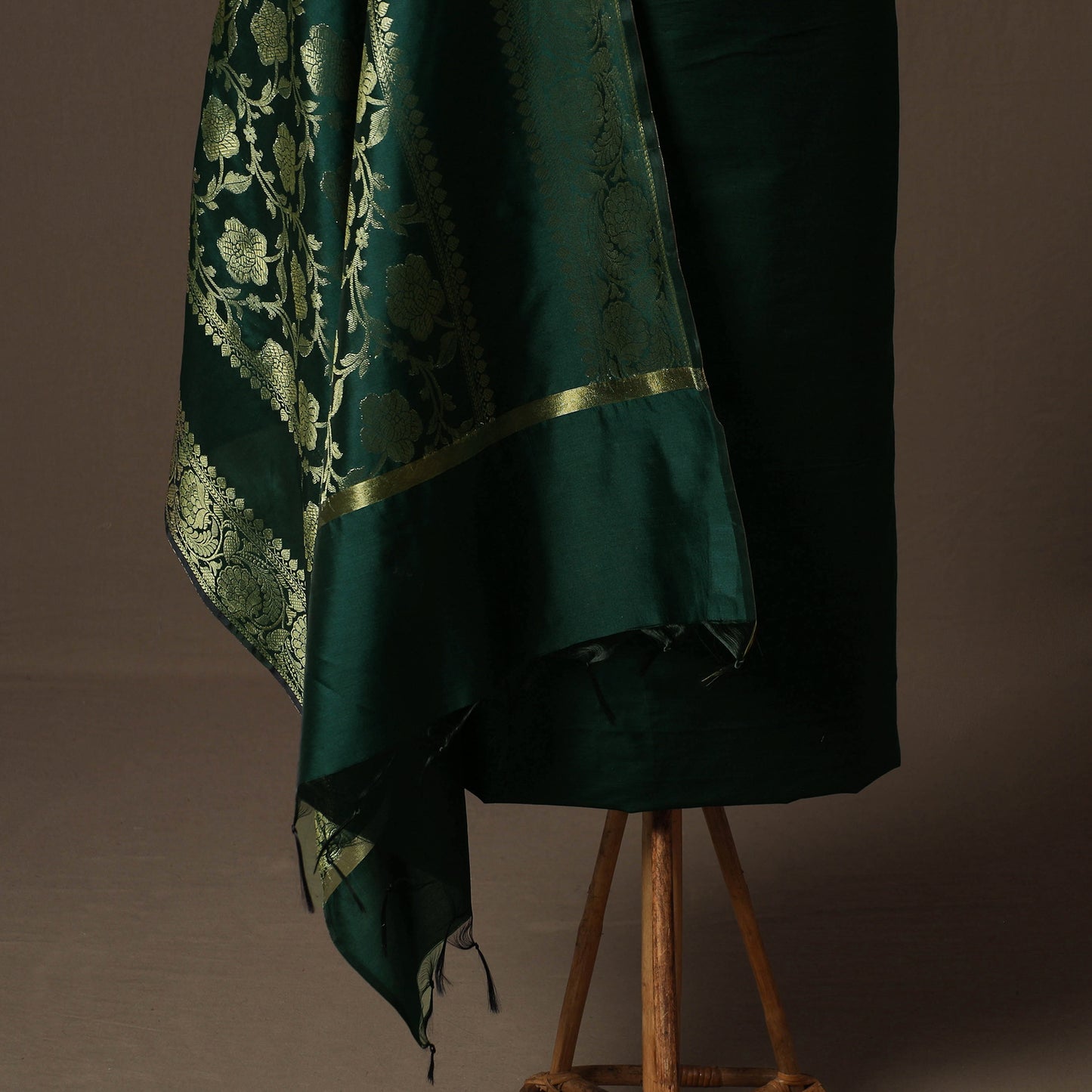 Plain Slub Silk 2pc Unstitched Dress Material Kurta Set with Earrings 06
