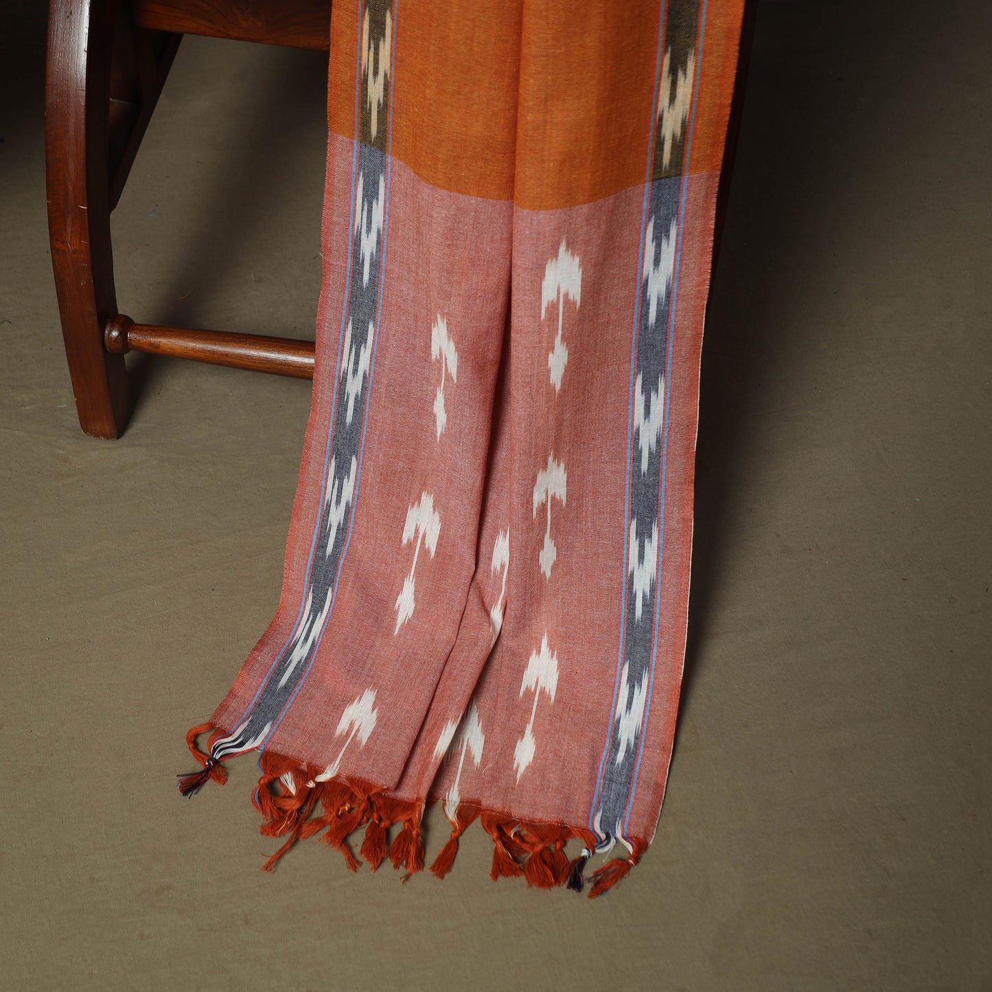Brown - Pochampally Ikat Weave 3pc Cotton Unstitched Dress Material Suit Set 85