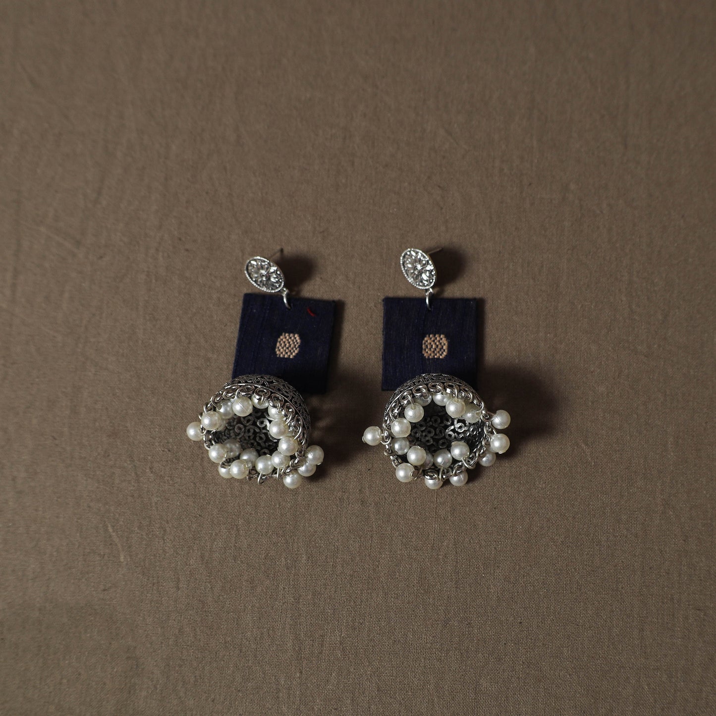 Spun Dupion Viscose Silk Buti 2pc Unstitched Dress Material Kurta Set with Earrings 04