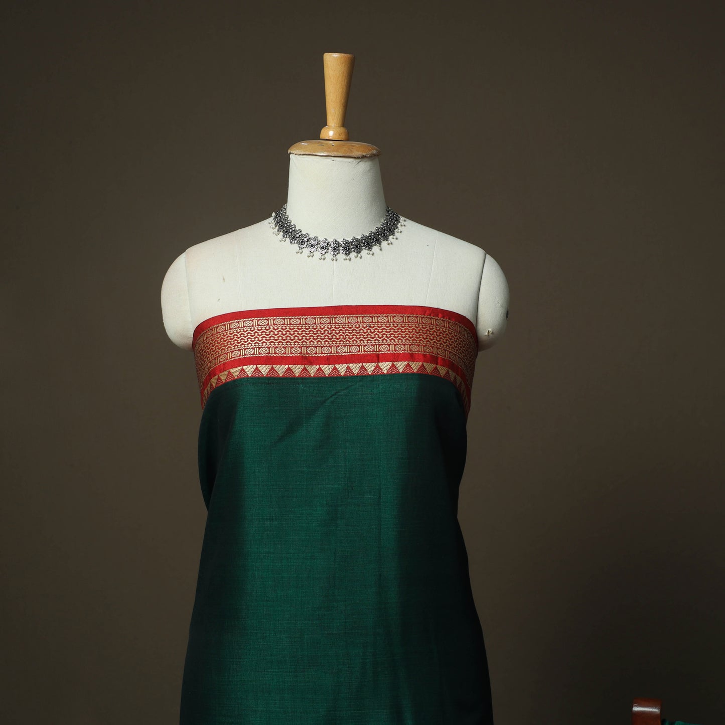 Green - Dharwad Woven Mercerised Cotton 3pc Unstitched Dress Material Suit Set 03