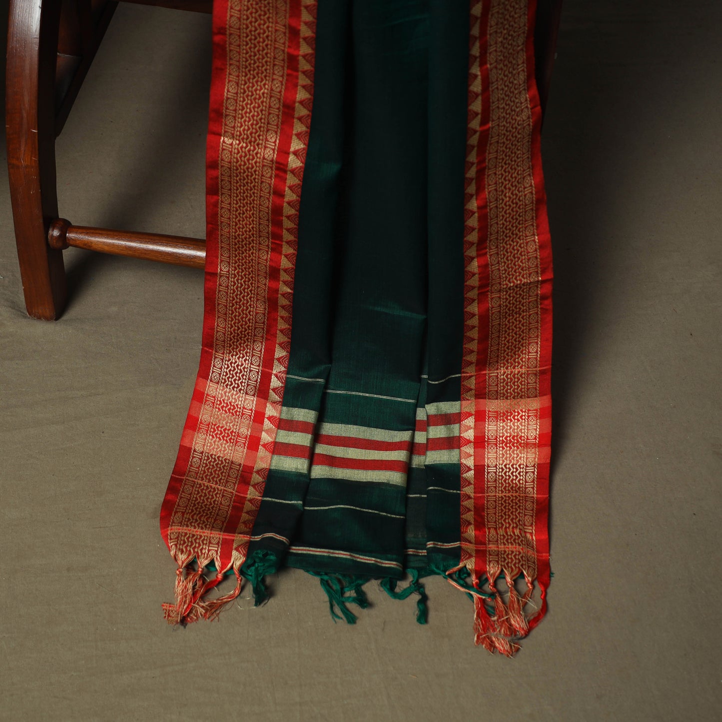 Green - Dharwad Woven Mercerised Cotton 3pc Unstitched Dress Material Suit Set 03