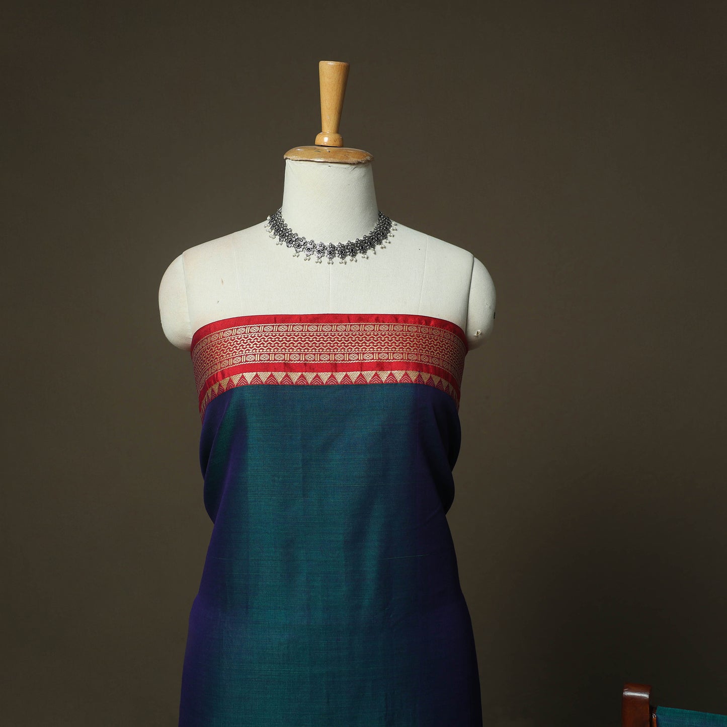 Green - Dharwad Woven Mercerised Cotton 3pc Unstitched Dress Material Suit Set 04
