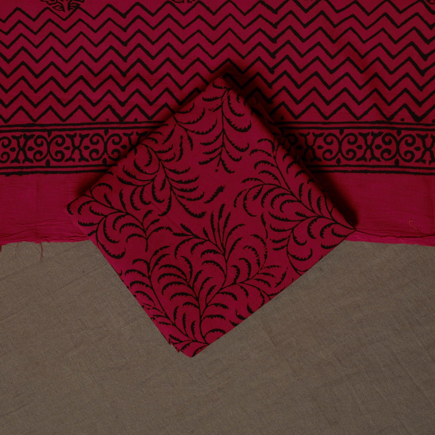 Bagh Hand Block Print Cotton 3pc Unstitched Dress Material Suit Set 22