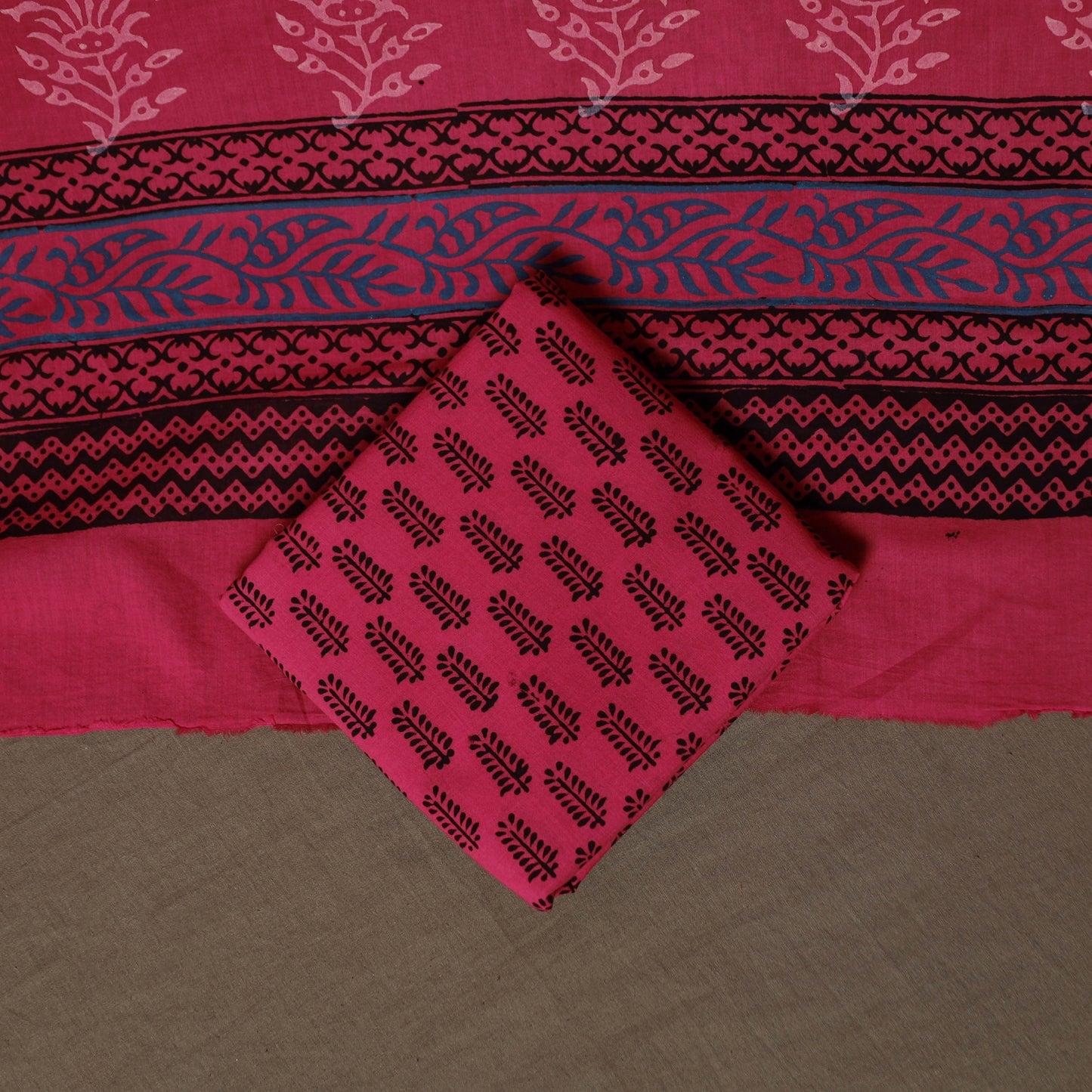 Bagh Hand Block Print Cotton 3pc Unstitched Dress Material Suit Set 26