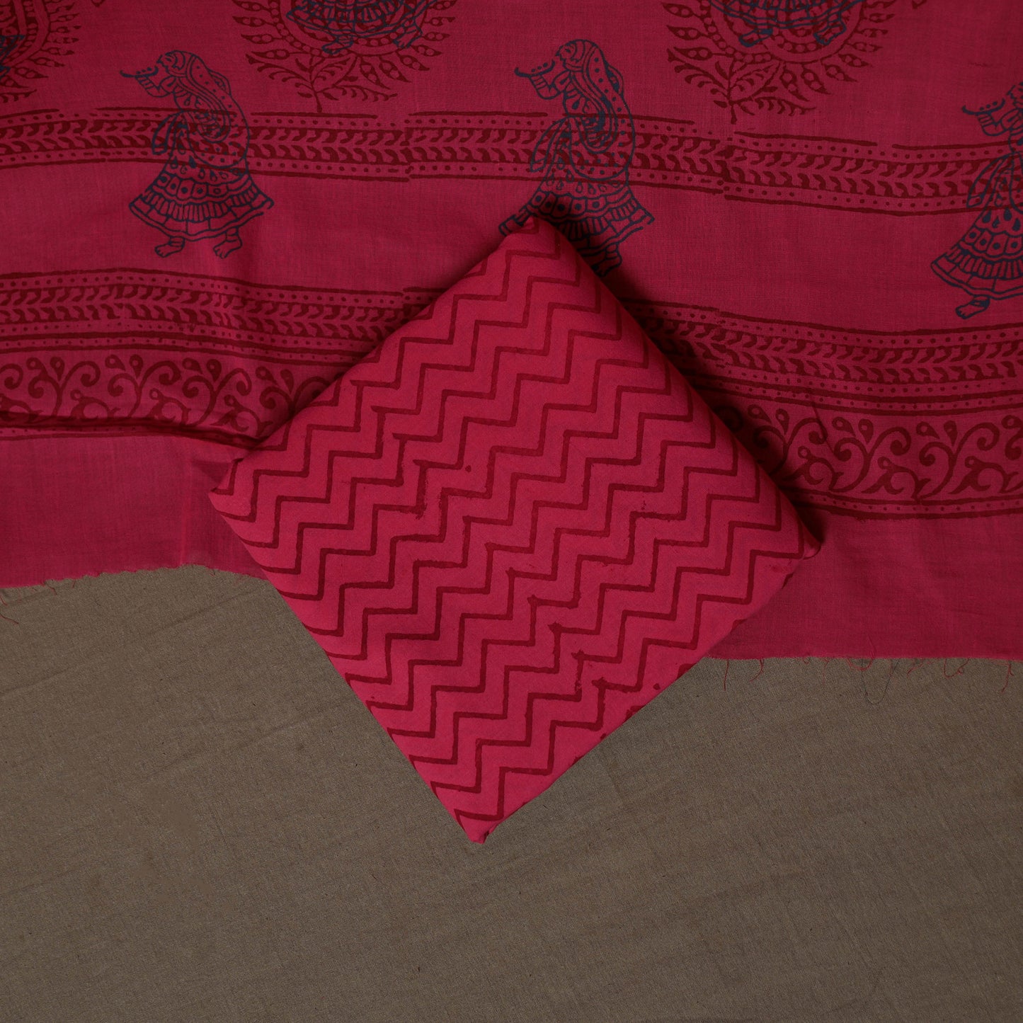 Bagh Hand Block Print Cotton 3pc Unstitched Dress Material Suit Set 31