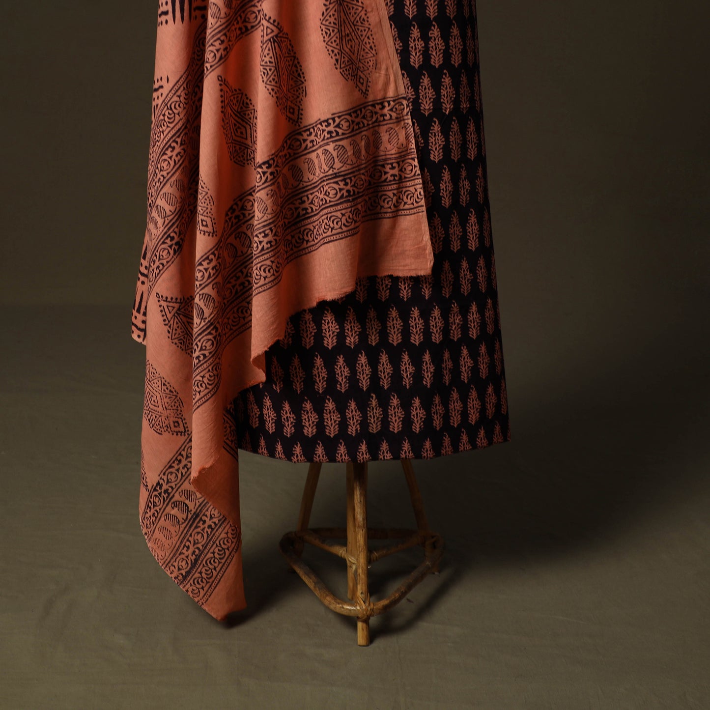 Bagh Hand Block Print Natural Dyed Cotton 3pc Unstitched Dress Material 16