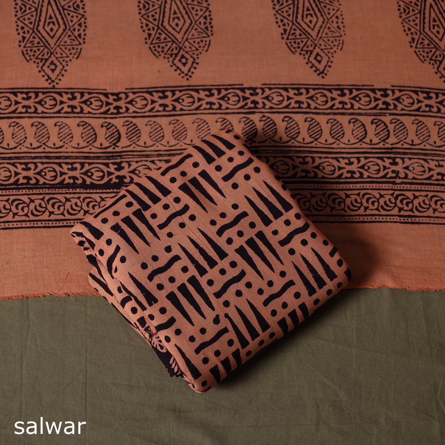 Bagh Hand Block Print Natural Dyed Cotton 3pc Unstitched Dress Material 16