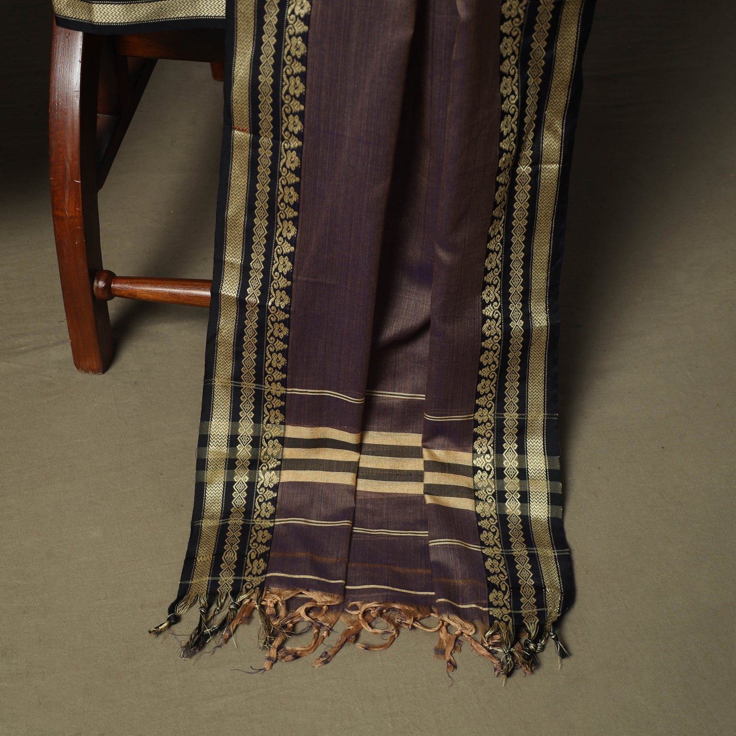 Brown - Dharwad Woven Mercerised Cotton 3pc Unstitched Dress Material Suit Set 21
