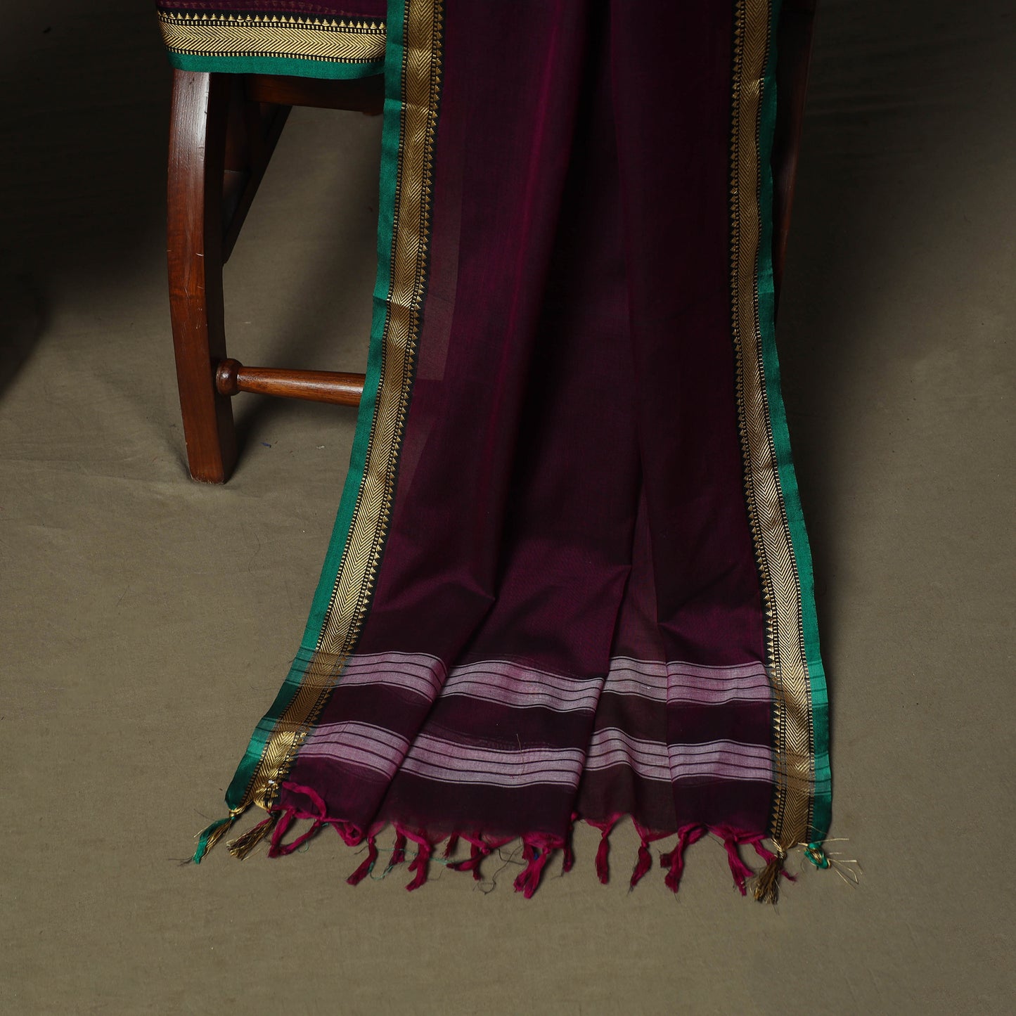 Purple - Dharwad Woven Mercerised Cotton 3pc Unstitched Dress Material Suit Set 36