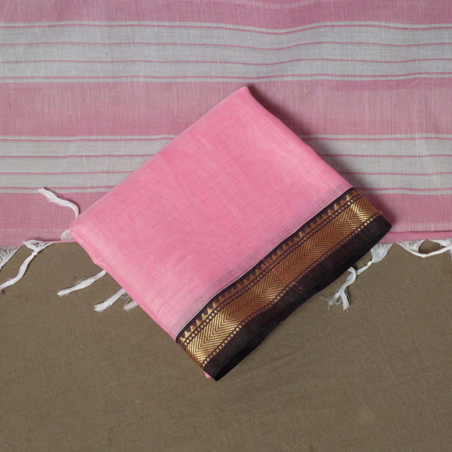 Pink - Dharwad Woven Mercerised Cotton 3pc Unstitched Dress Material Suit Set 42