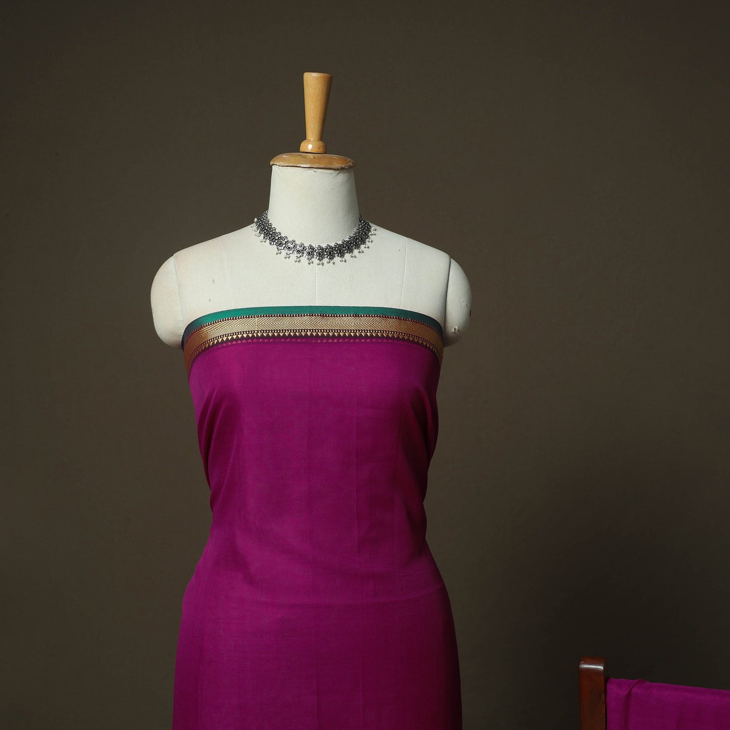 Purple - Dharwad Woven Mercerised Cotton 3pc Unstitched Dress Material Suit Set 43