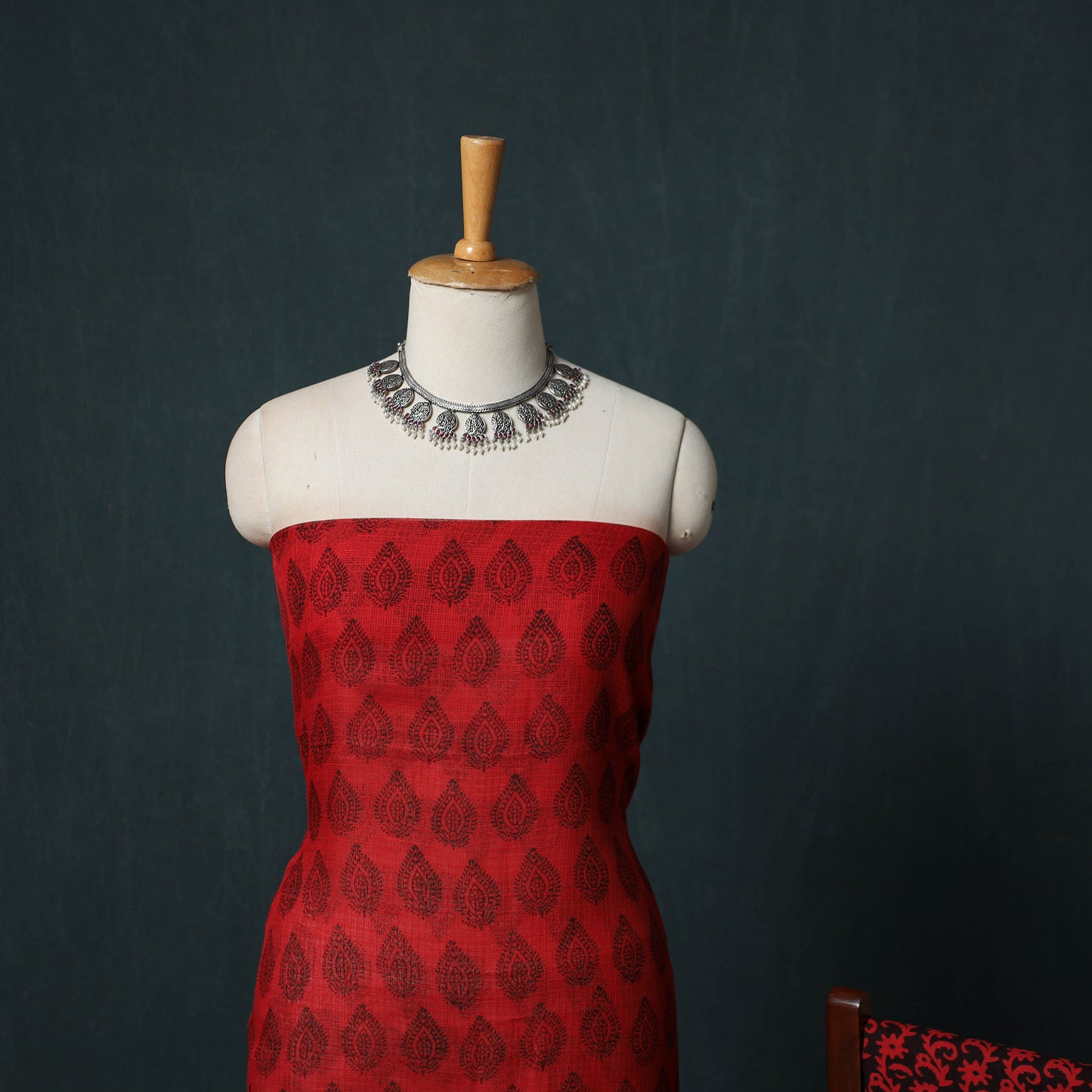 Bagh Hand Block Print Natural Dyed Kota Doria Cotton 3pc Unstitched Dress Material Suit Set 12