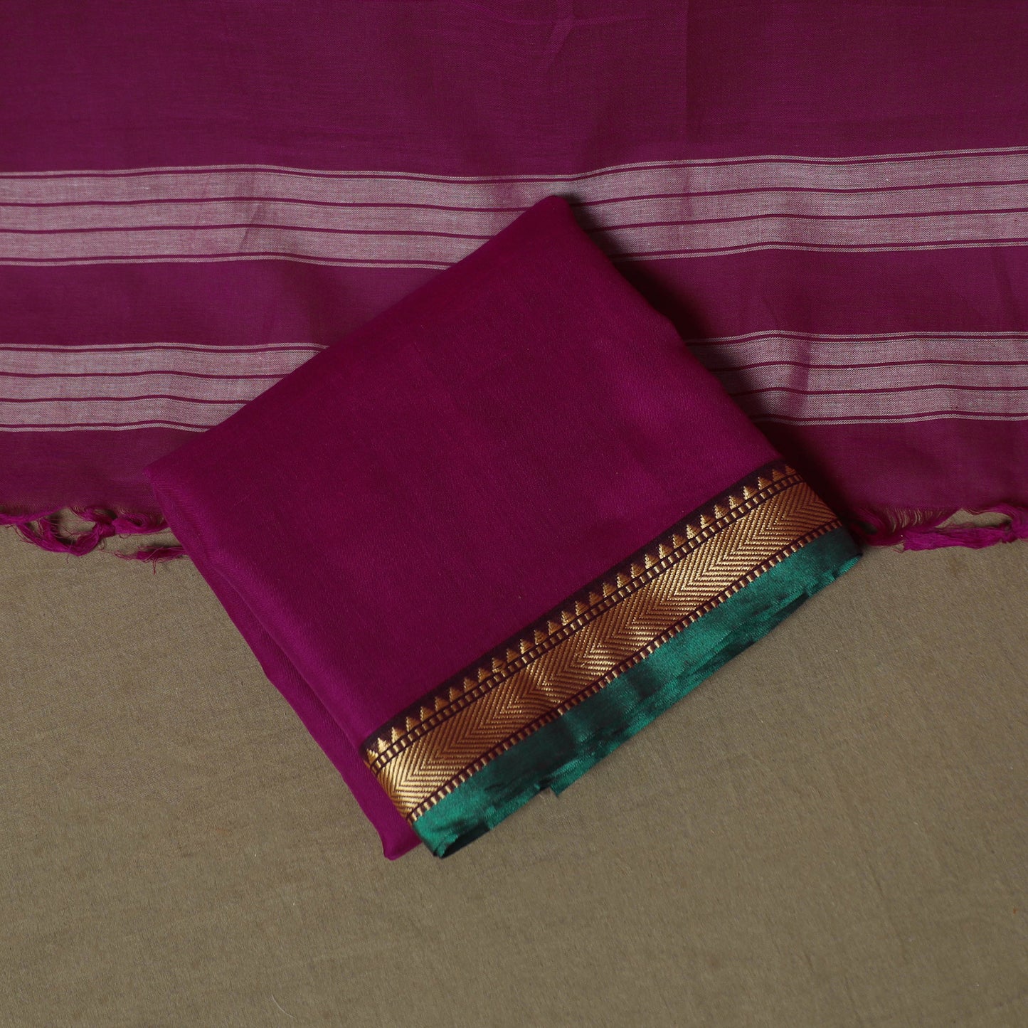 Purple - Dharwad Woven Mercerised Cotton 3pc Unstitched Dress Material Suit Set 43