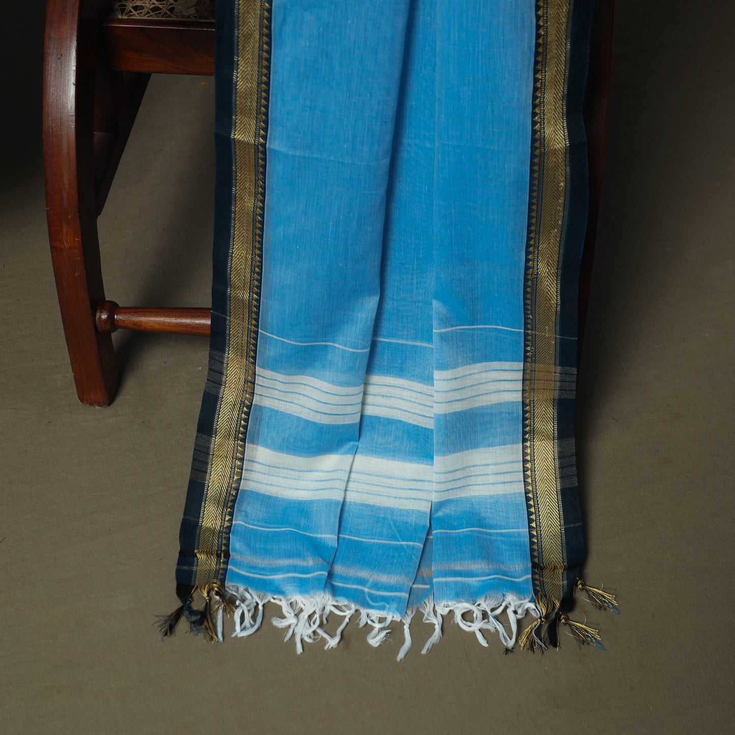 Blue - Dharwad Woven Mercerised Cotton 3pc Unstitched Dress Material Suit Set 44