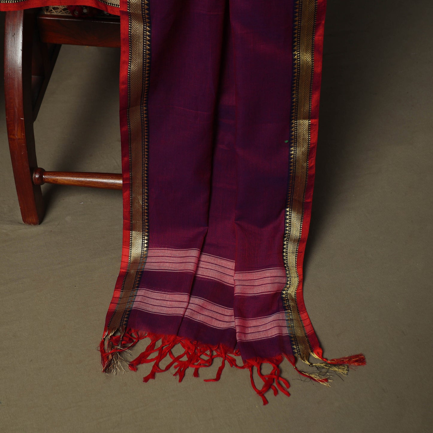 Maroon - Dharwad Woven Mercerised Cotton 3pc Unstitched Dress Material Suit Set 46