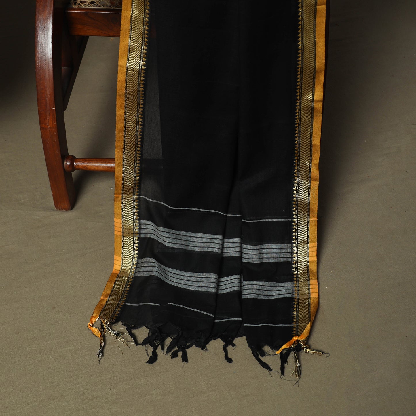 Black - Dharwad Woven Mercerised Cotton 3pc Unstitched Dress Material Suit Set 47