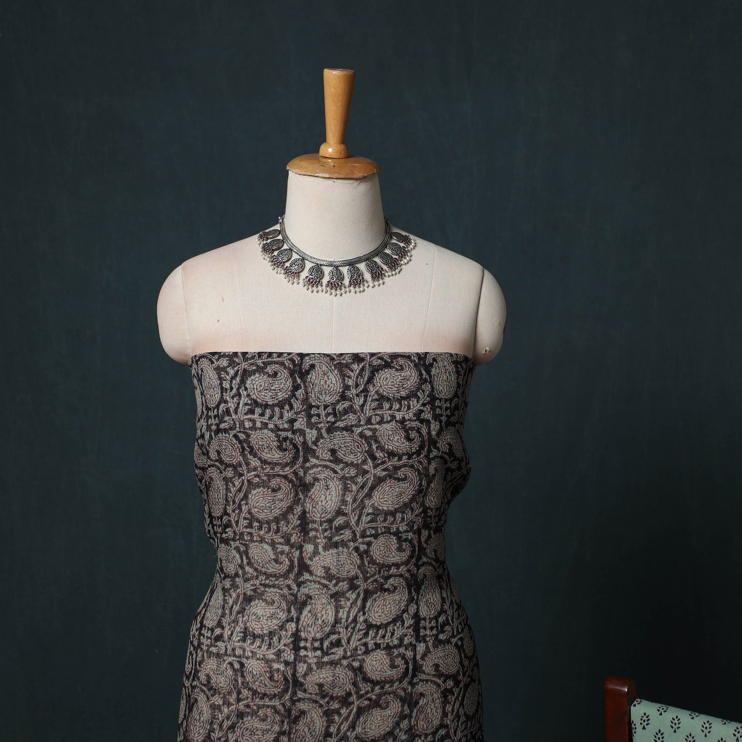 Bagh Hand Block Print Natural Dyed Kota Doria Cotton 3pc Unstitched Dress Material Suit Set 16