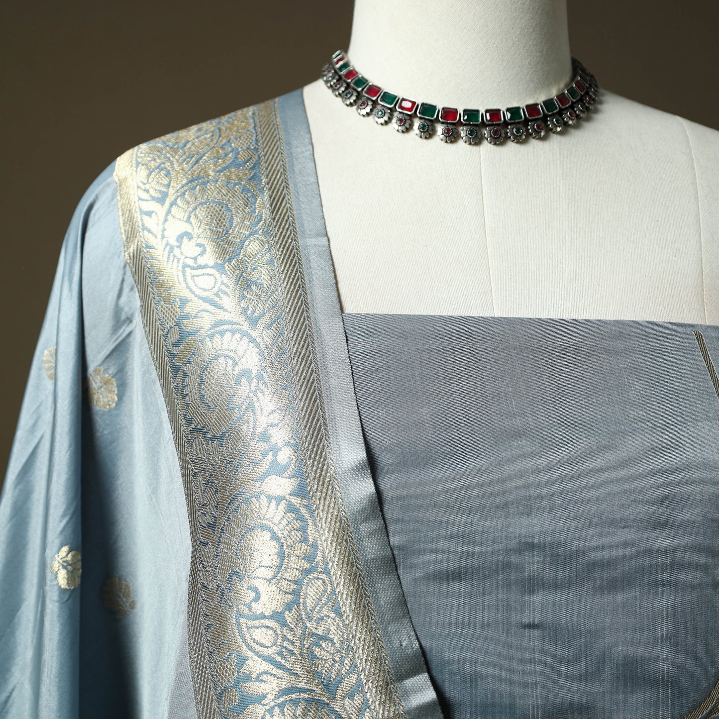 Bangalore Silk Paithani 3pc Unstitched Dress Material 29