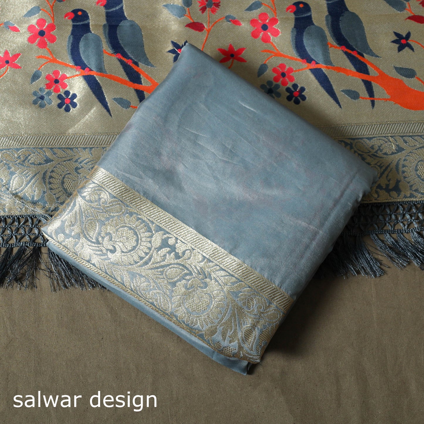 Bangalore Silk Paithani 3pc Unstitched Dress Material 29