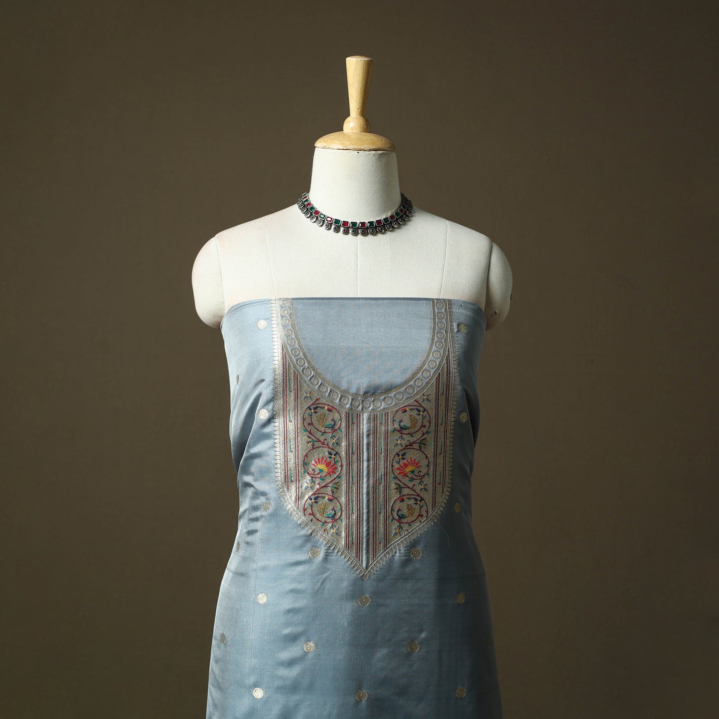 Bangalore Silk Paithani 3pc Unstitched Dress Material 31