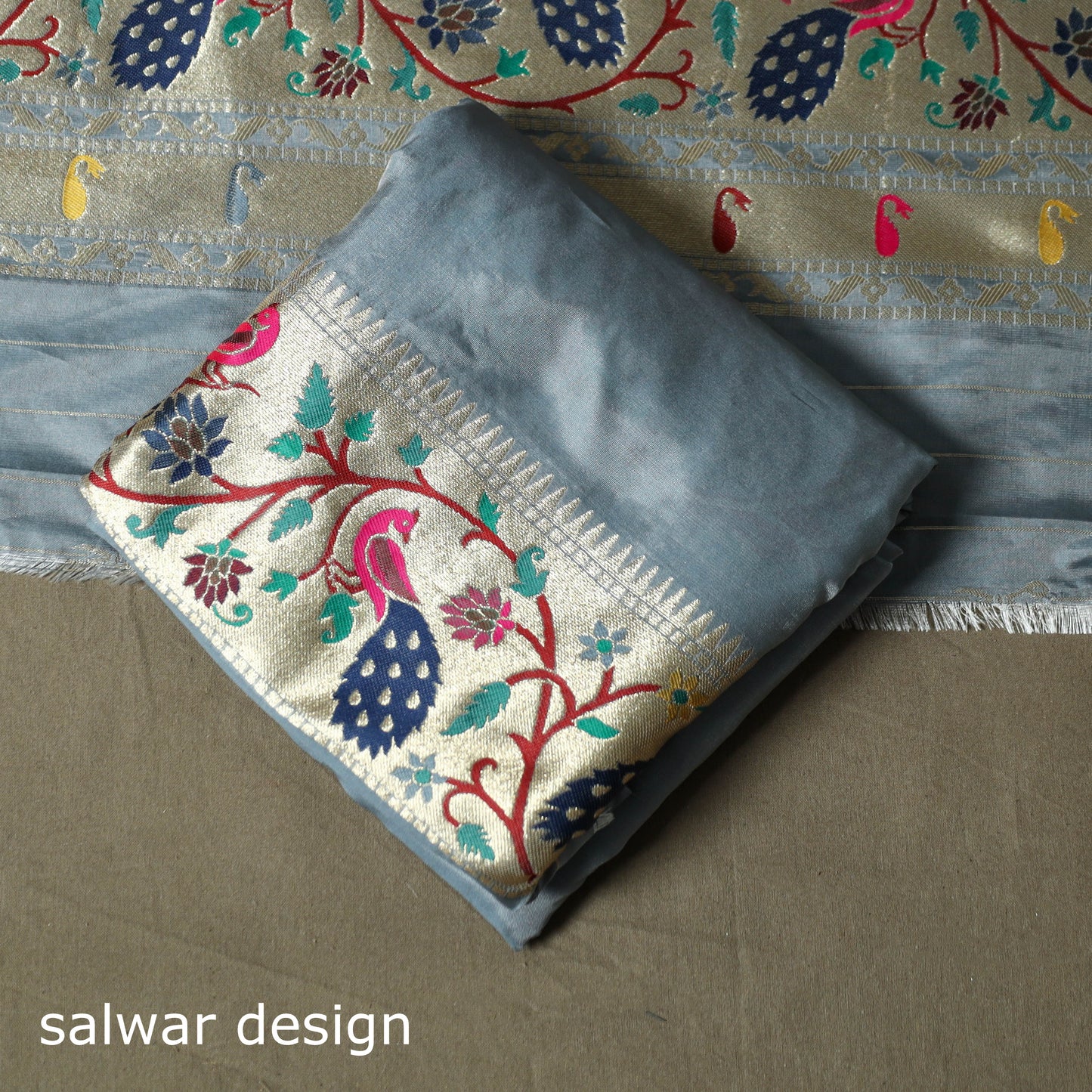 Bangalore Silk Paithani 3pc Unstitched Dress Material 32