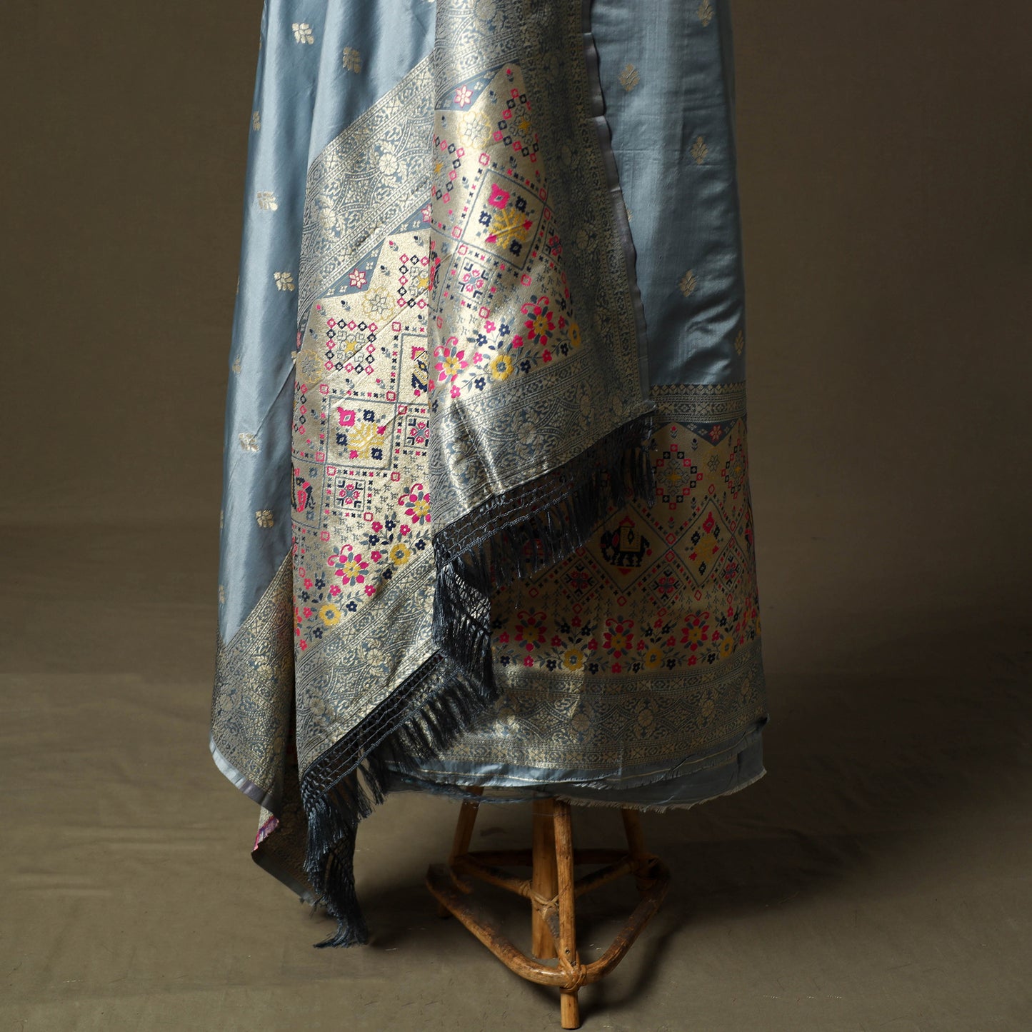 Bangalore Silk Paithani 3pc Unstitched Dress Material 33