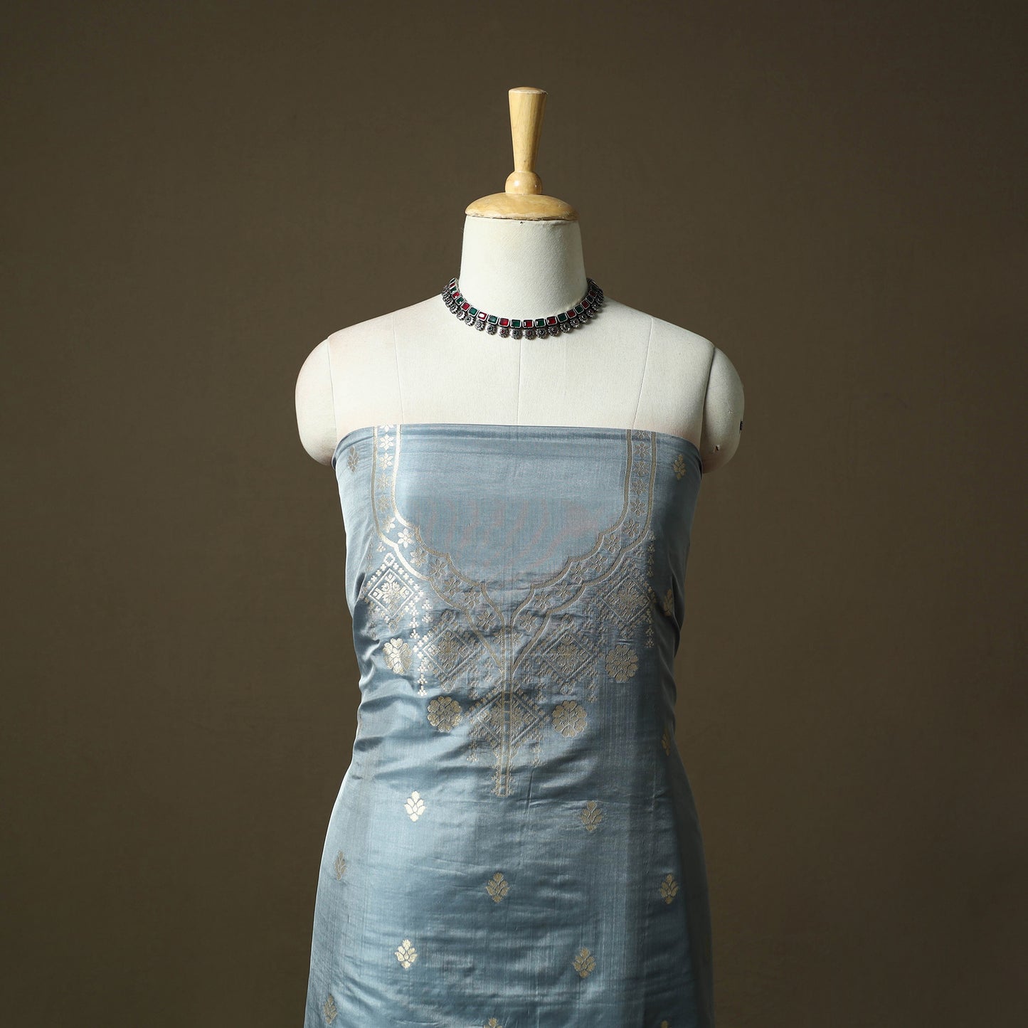 Bangalore Silk Paithani 3pc Unstitched Dress Material 33