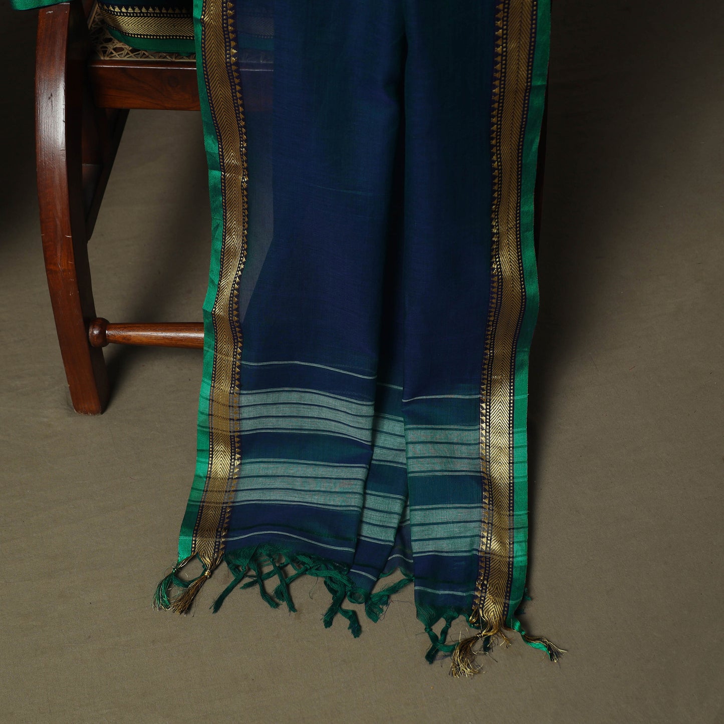 Green - Dharwad Woven Mercerised Cotton 3pc Unstitched Dress Material Suit Set 53