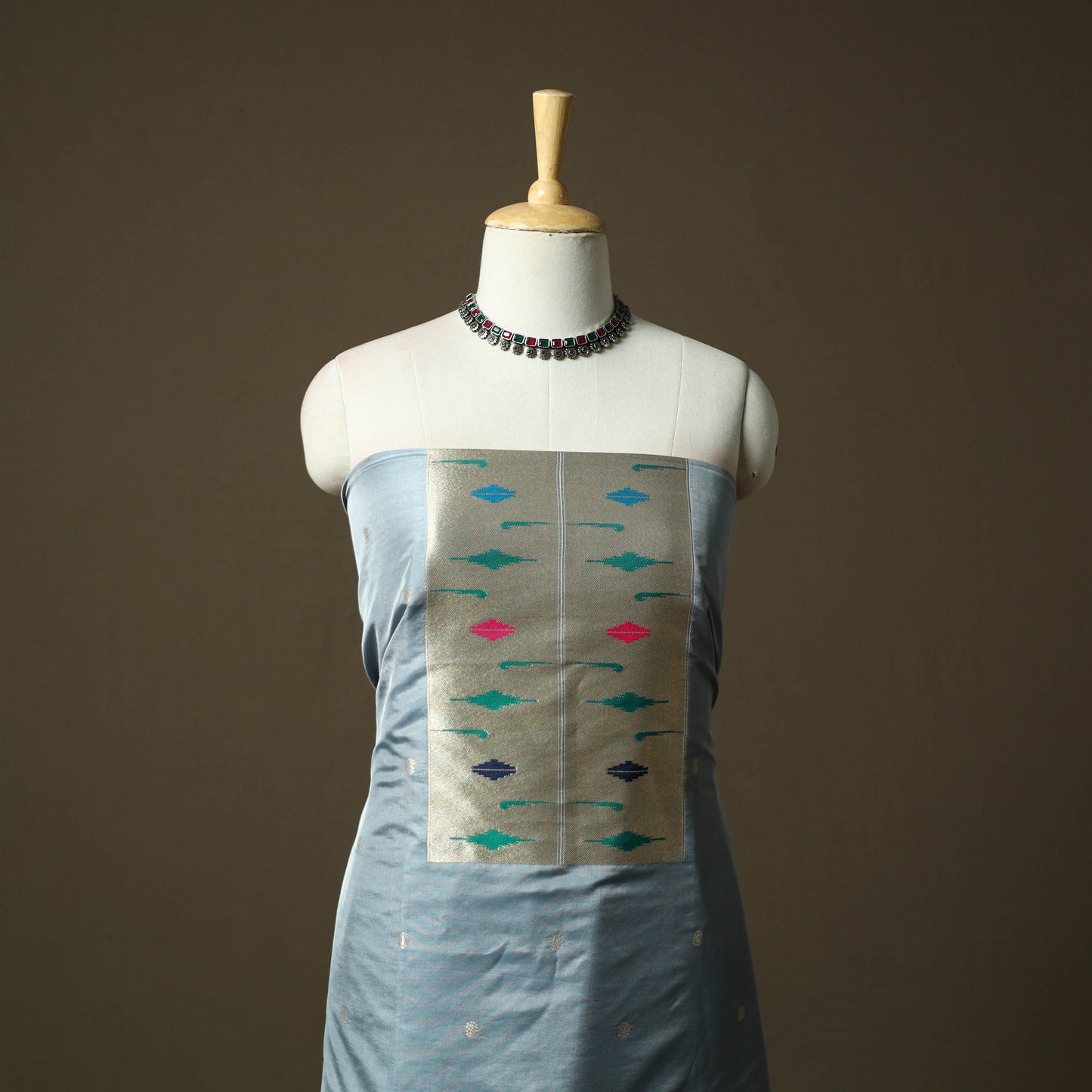 Bangalore Silk Paithani 3pc Unstitched Dress Material 34