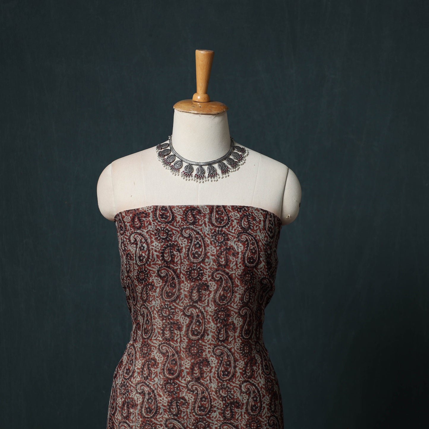 Bagh Hand Block Print Natural Dyed Kota Doria Cotton 3pc Unstitched Dress Material Suit Set 25