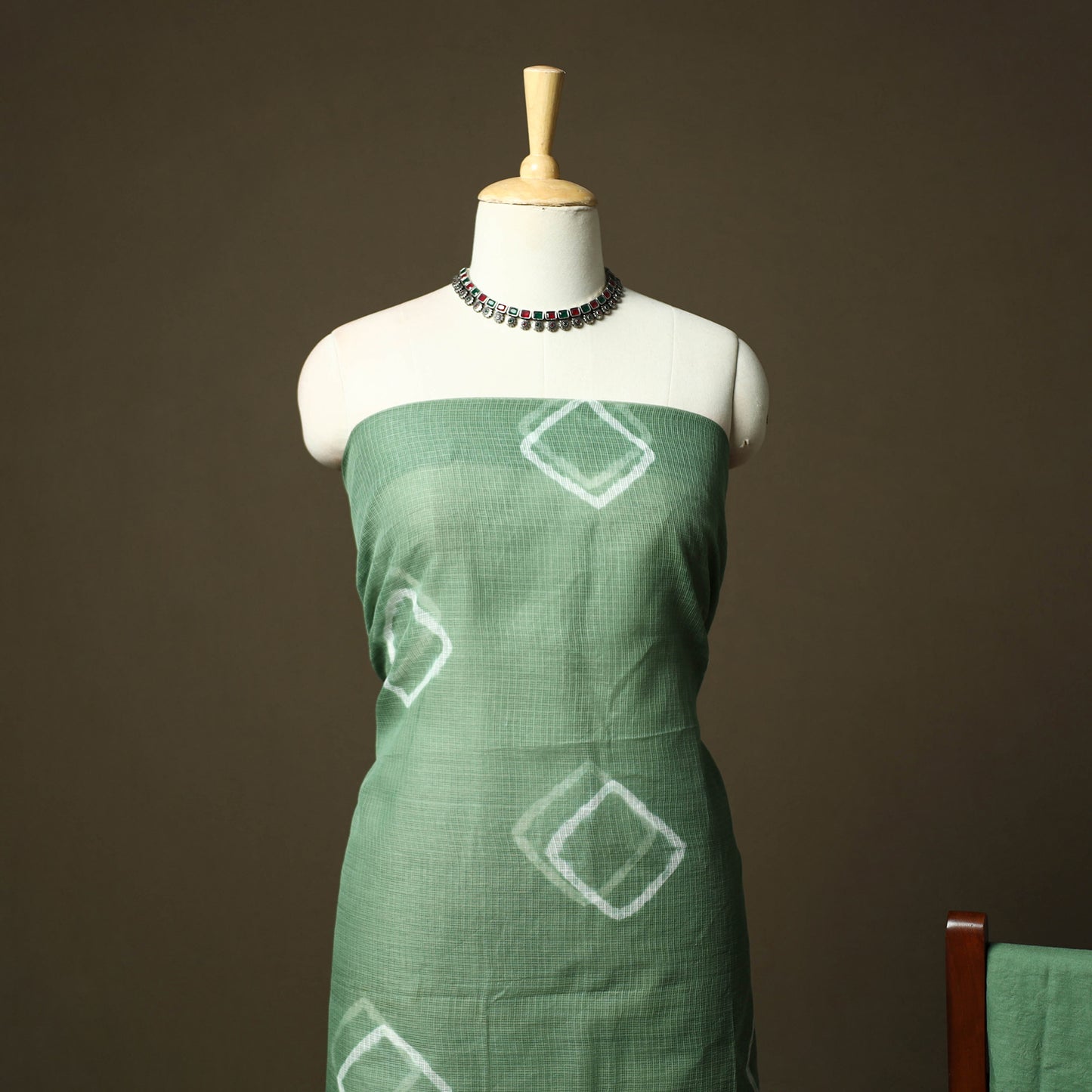 Kota Doria Cotton Shibori Tie-Dye 3pc Unstitched Dress Material 04