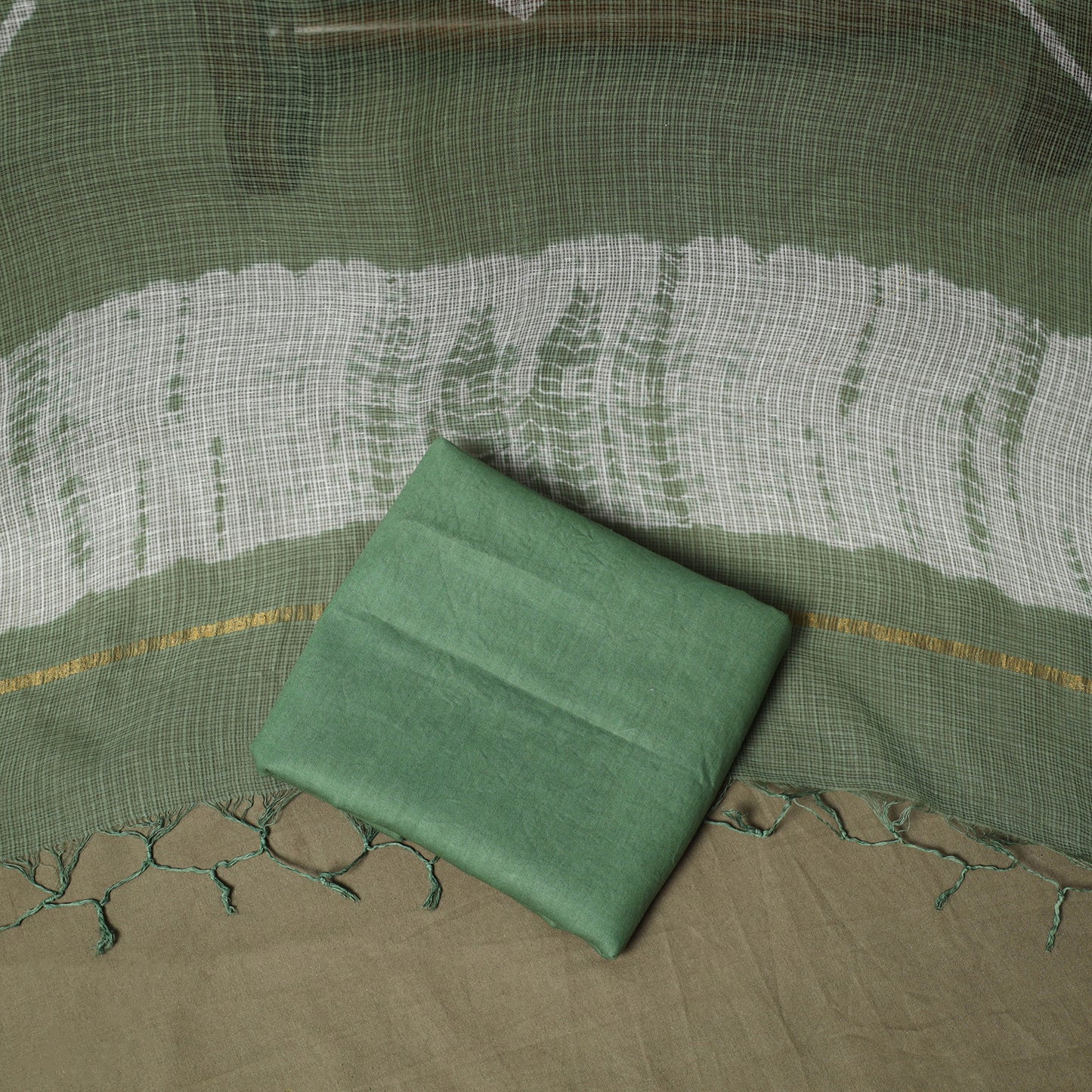 Kota Doria Cotton Shibori Tie-Dye 3pc Unstitched Dress Material 04