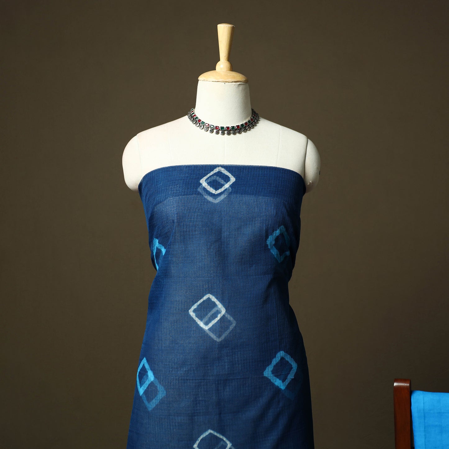 Kota Doria Cotton Shibori Tie-Dye 3pc Unstitched Dress Material 05