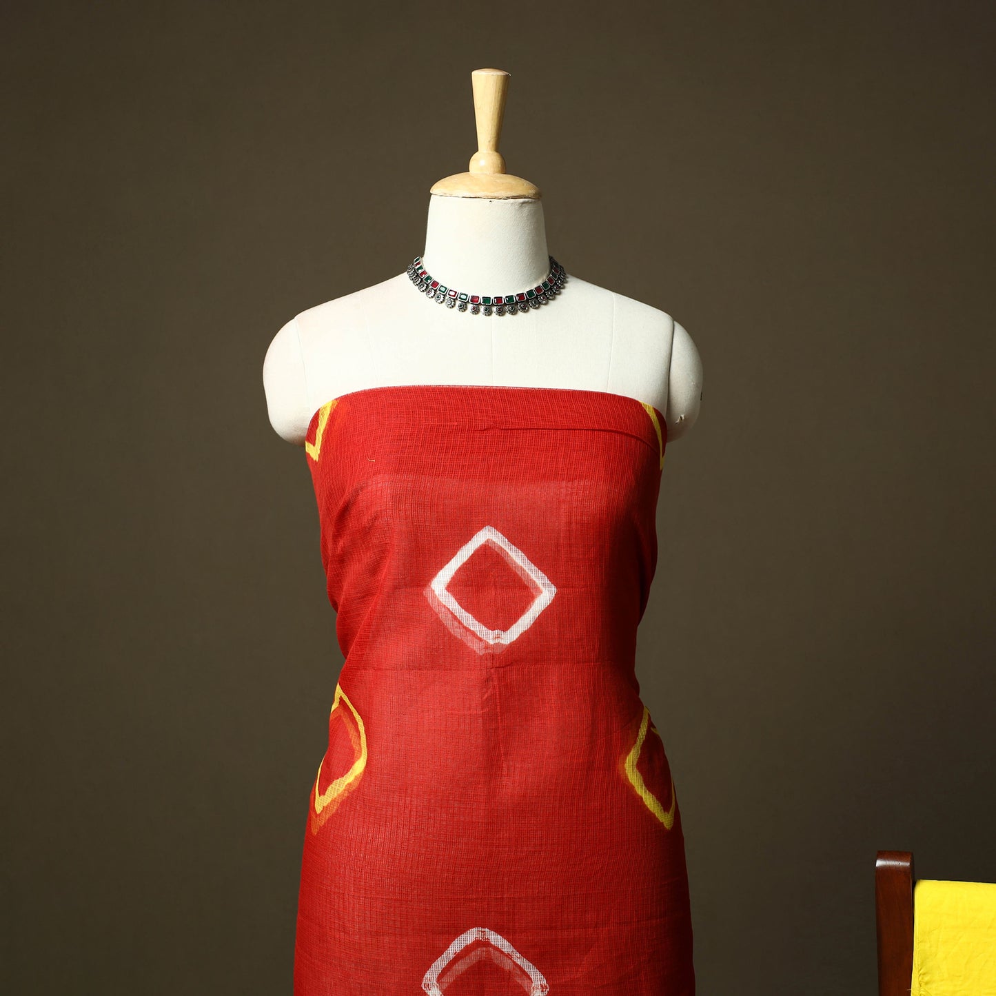 Kota Doria Cotton Shibori Tie-Dye 3pc Unstitched Dress Material 06