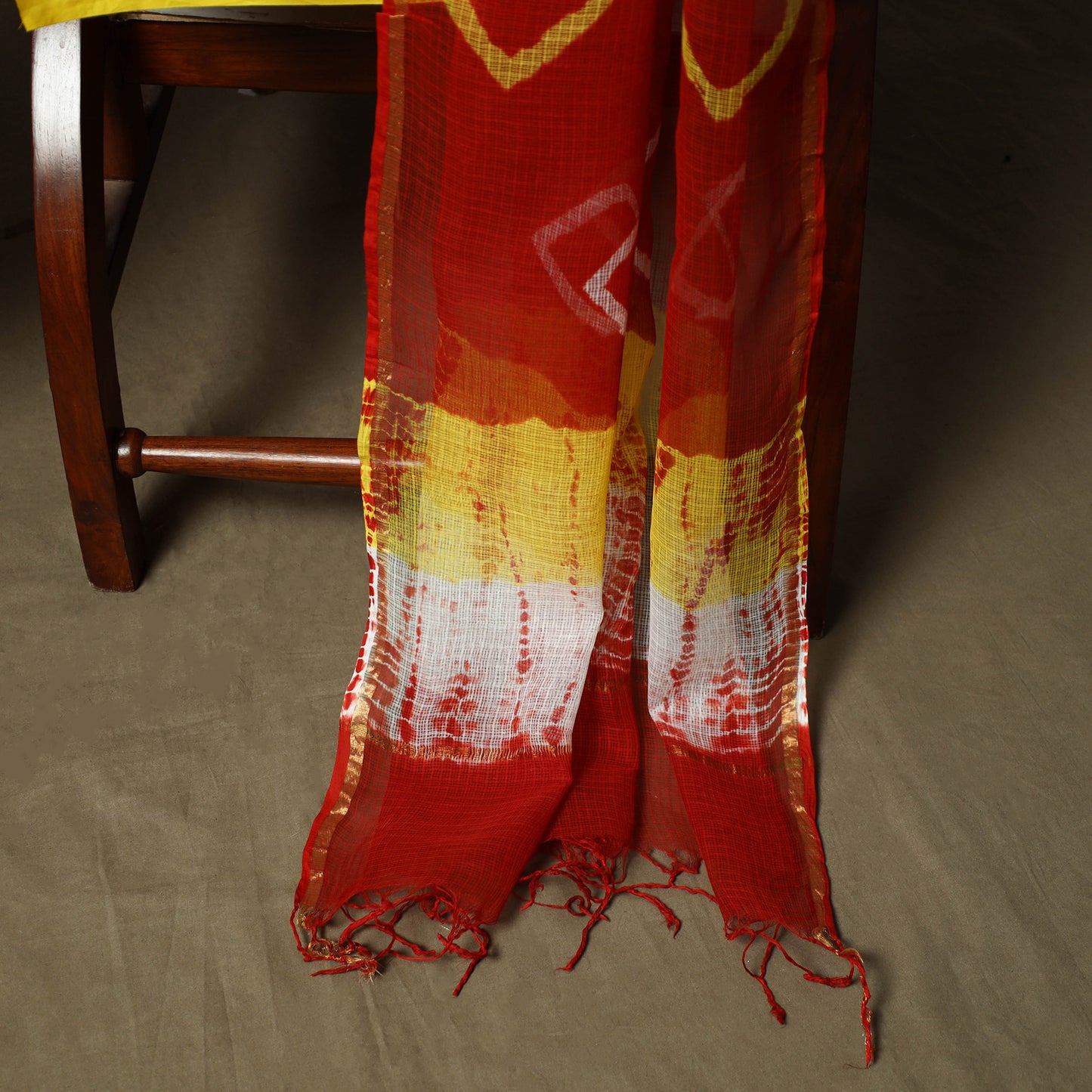 Kota Doria Cotton Shibori Tie-Dye 3pc Unstitched Dress Material 06