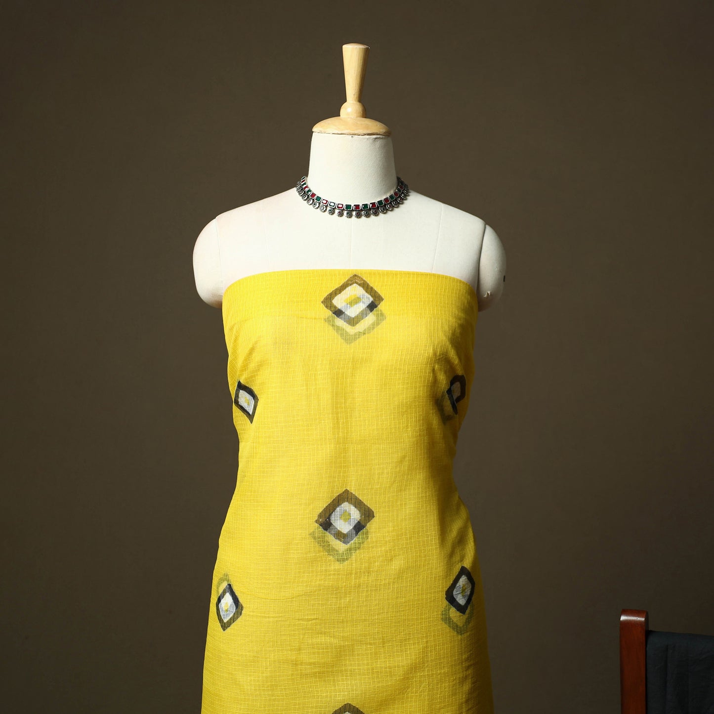 Kota Doria Cotton Shibori Tie-Dye 3pc Unstitched Dress Material 07