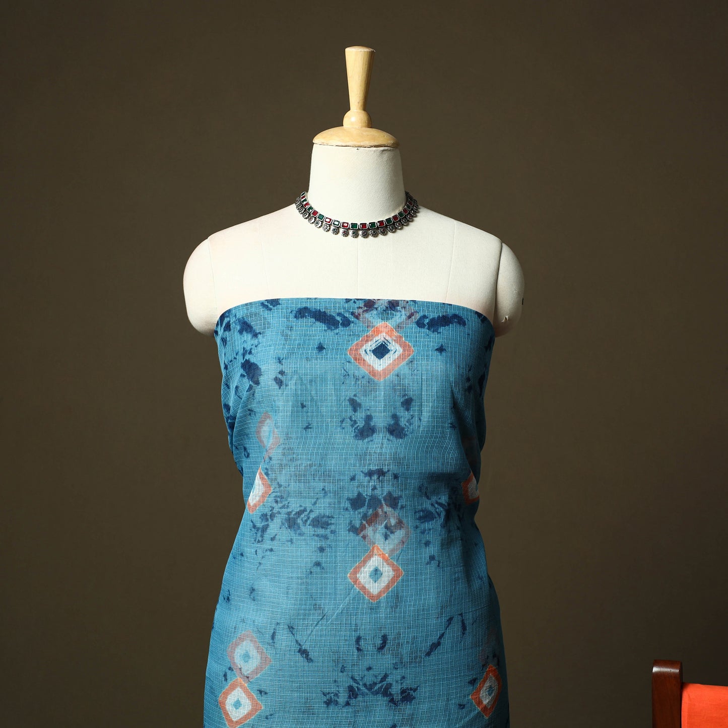 Kota Doria Cotton Shibori Tie-Dye 3pc Unstitched Dress Material 08