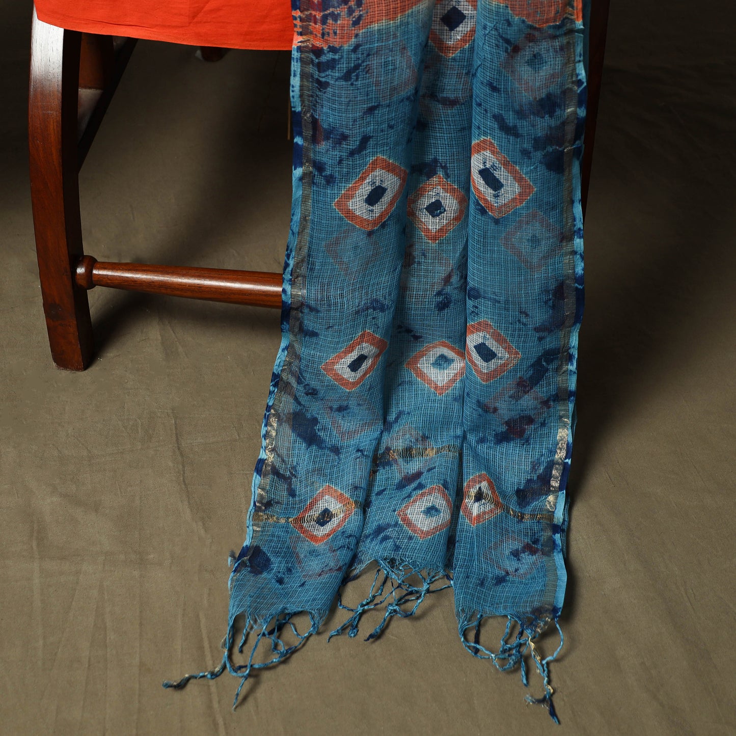 Kota Doria Cotton Shibori Tie-Dye 3pc Unstitched Dress Material 08