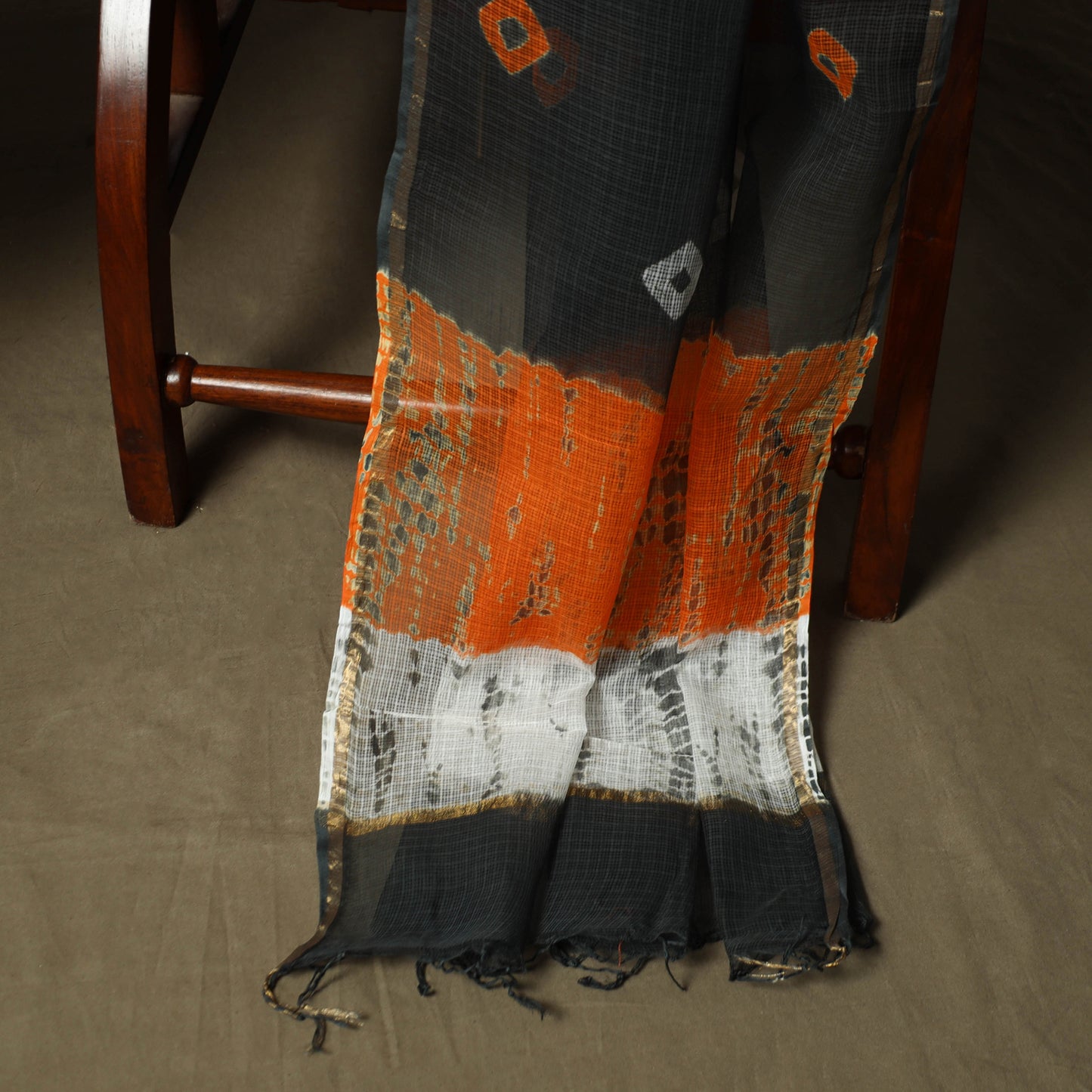 Kota Doria Cotton Shibori Tie-Dye 3pc Unstitched Dress Material 09