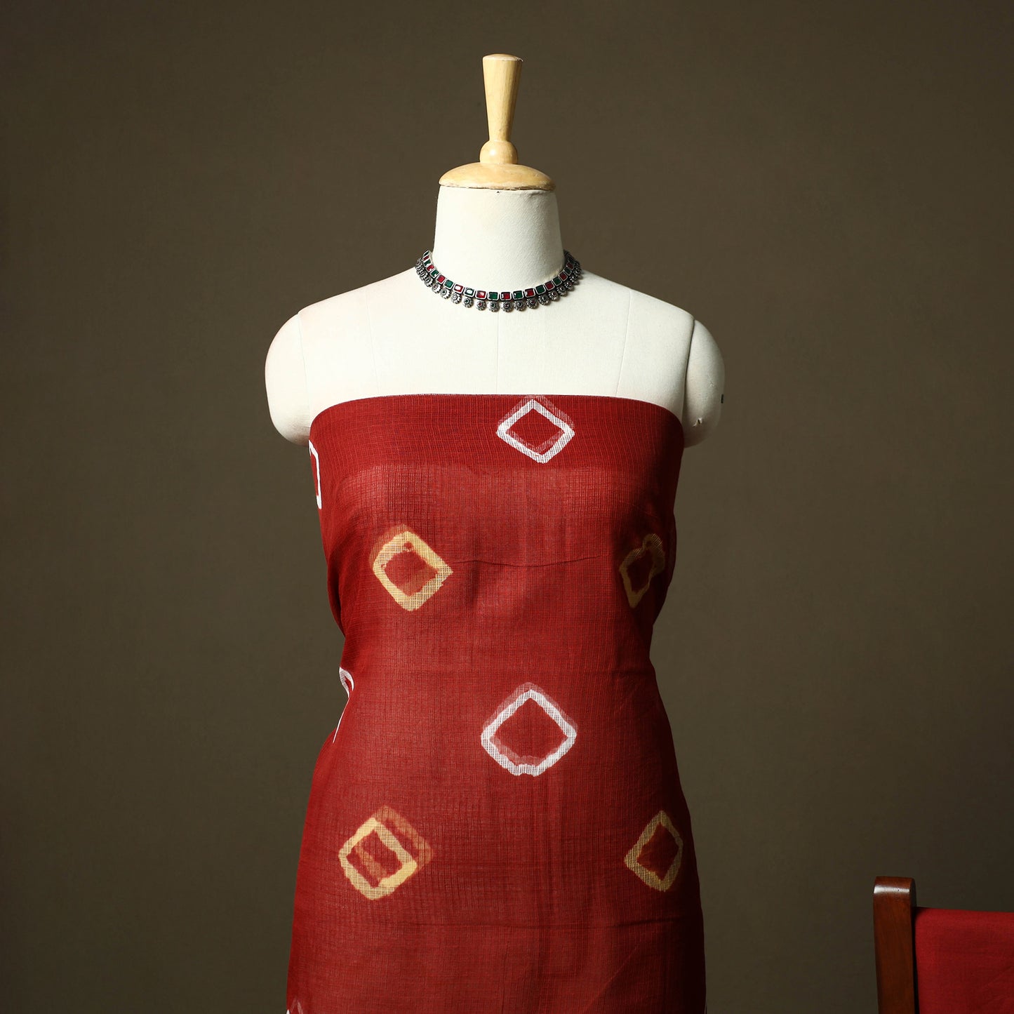 Kota Doria Cotton Shibori Tie-Dye 3pc Unstitched Dress Material 10