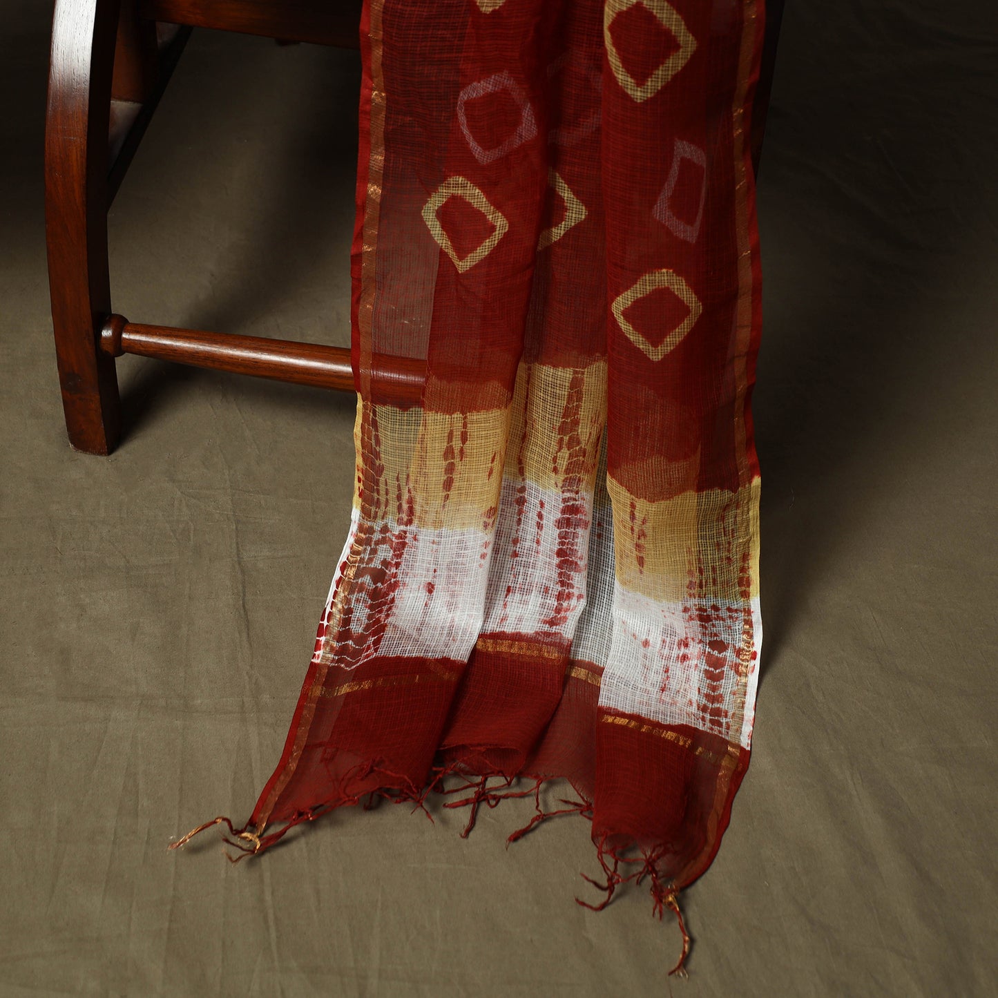 Kota Doria Cotton Shibori Tie-Dye 3pc Unstitched Dress Material 10