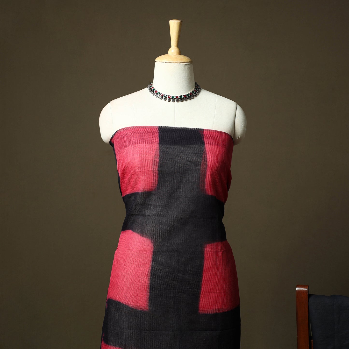 Kota Doria Cotton Shibori Tie-Dye 3pc Unstitched Dress Material 11