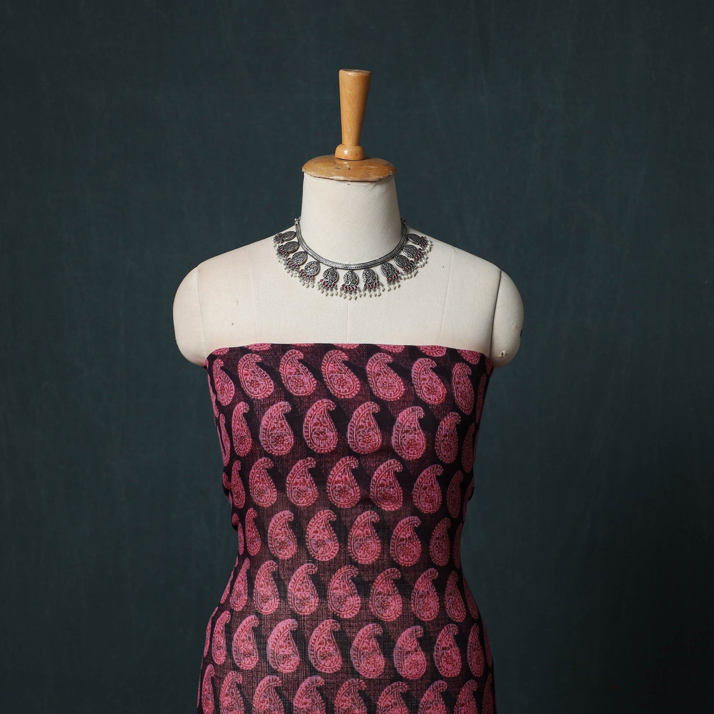 Bagh Hand Block Print Natural Dyed Kota Doria Cotton 3pc Unstitched Dress Material Suit Set 33
