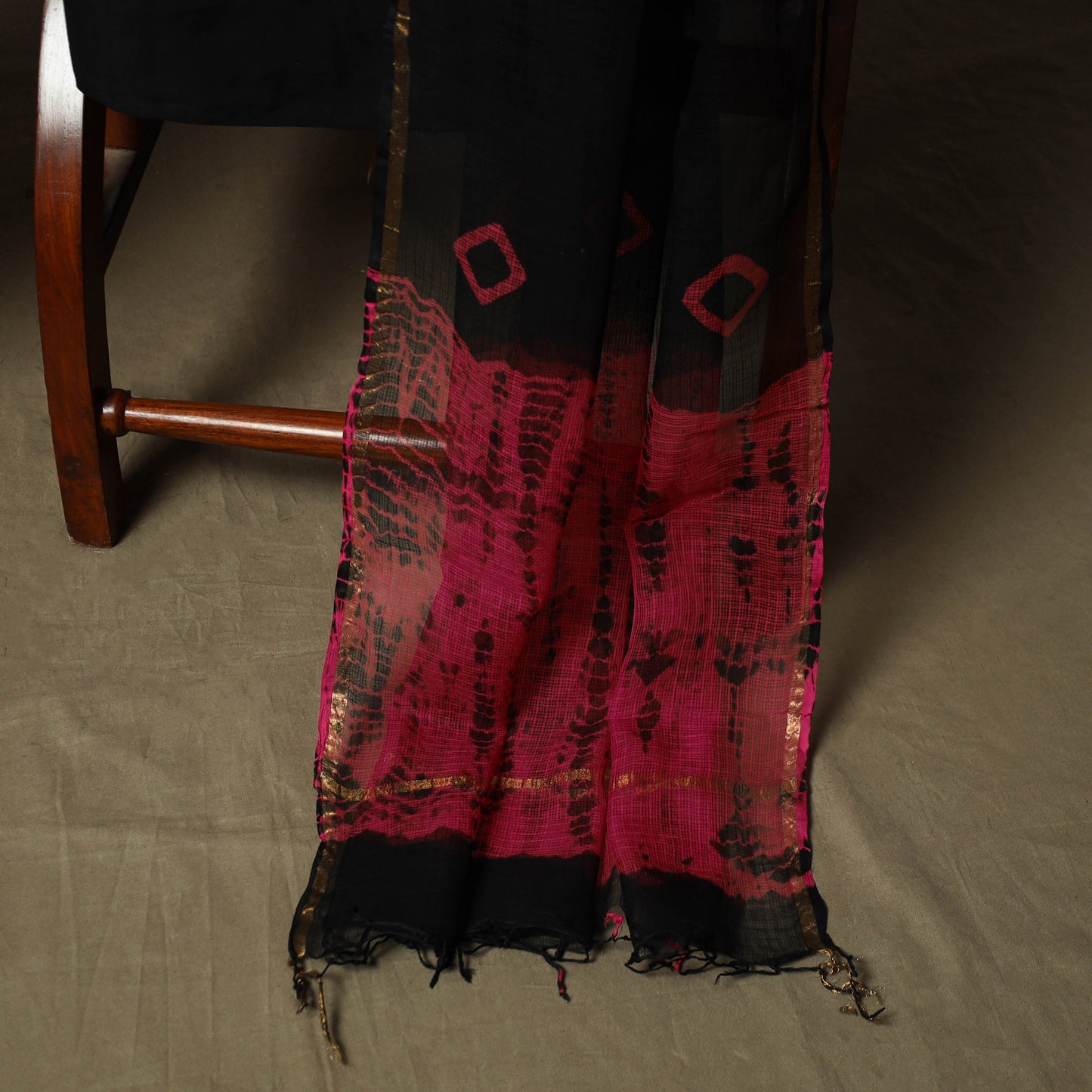 Kota Doria Cotton Shibori Tie-Dye 3pc Unstitched Dress Material 13